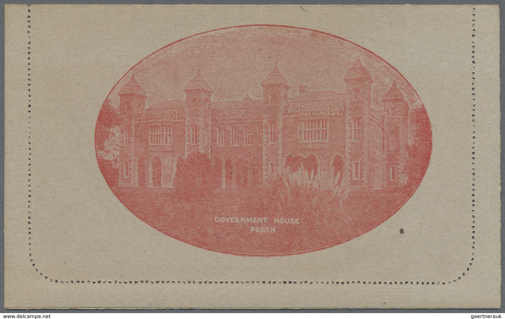 GA Australien - Ganzsachen: 1922, Lettercard KGV 2d. Red On Grey Stock With Picture 'GOVERNMENT HOUSE P - Entiers Postaux