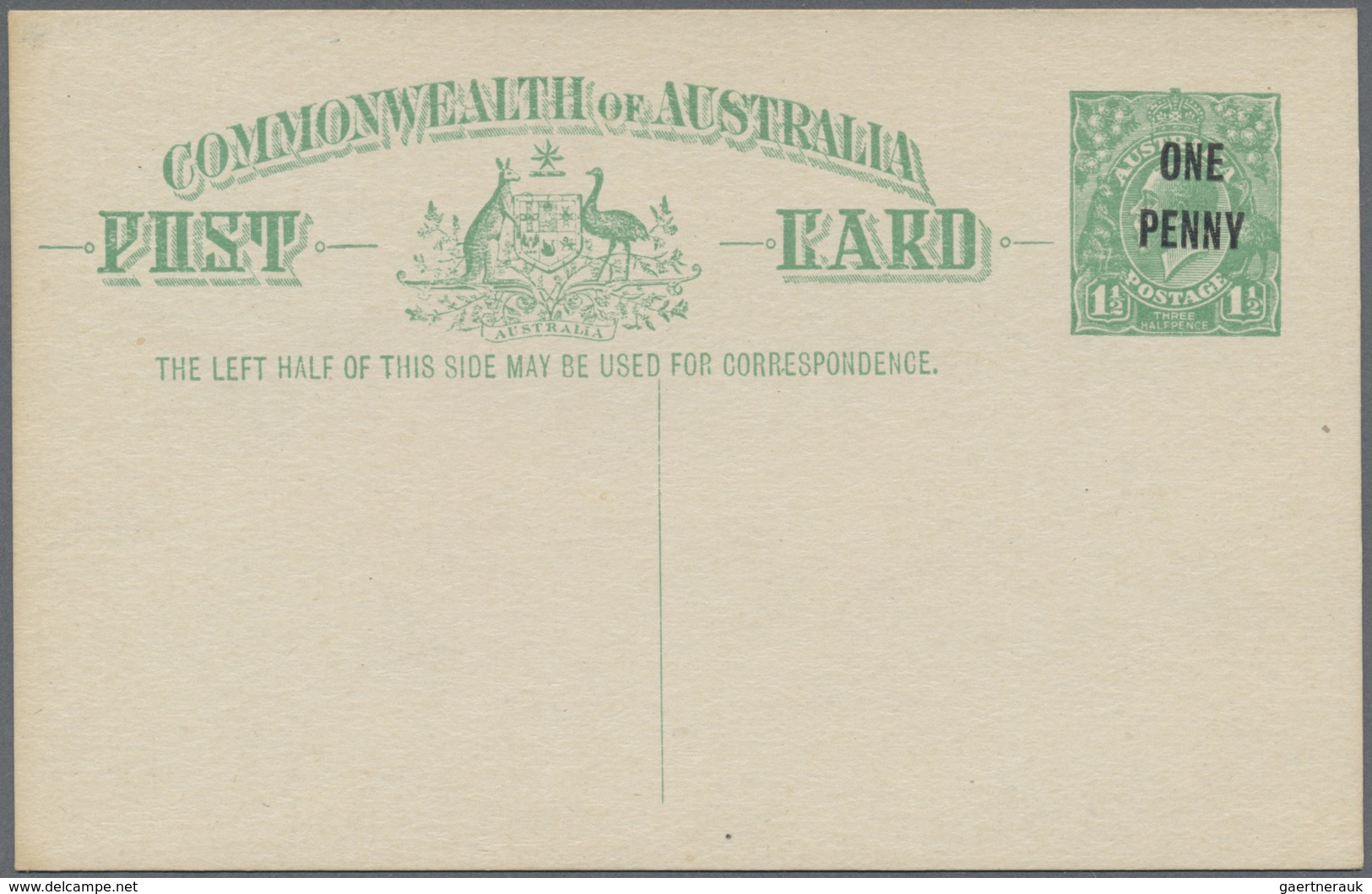 GA Australien - Ganzsachen: 1924, Two Postcards KGV 1½d. Emerald-green With And Without Footnote Both S - Entiers Postaux