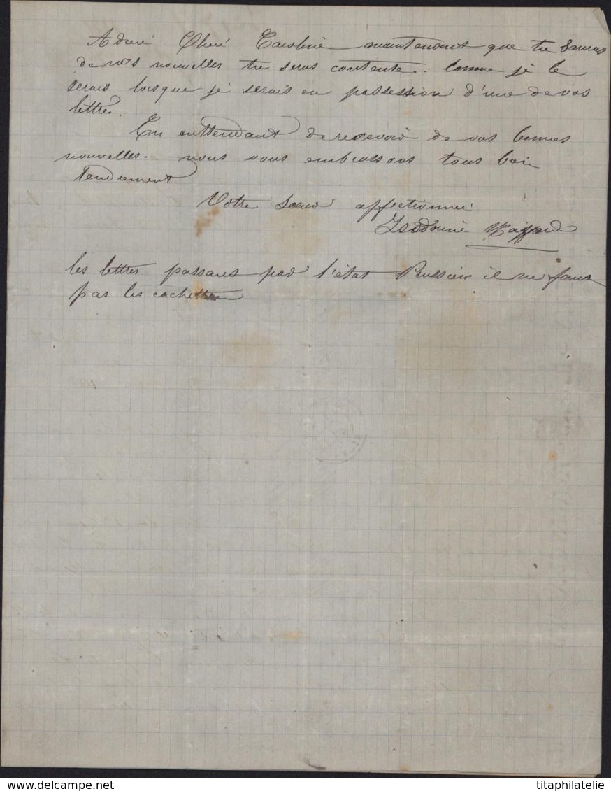 YT 37 Ceres Siège De Paris Fin Du Siège Circulée Non Cachetée 7 Février 1871 Parle Privation Enfants Maigres Armistice - 1849-1876: Période Classique