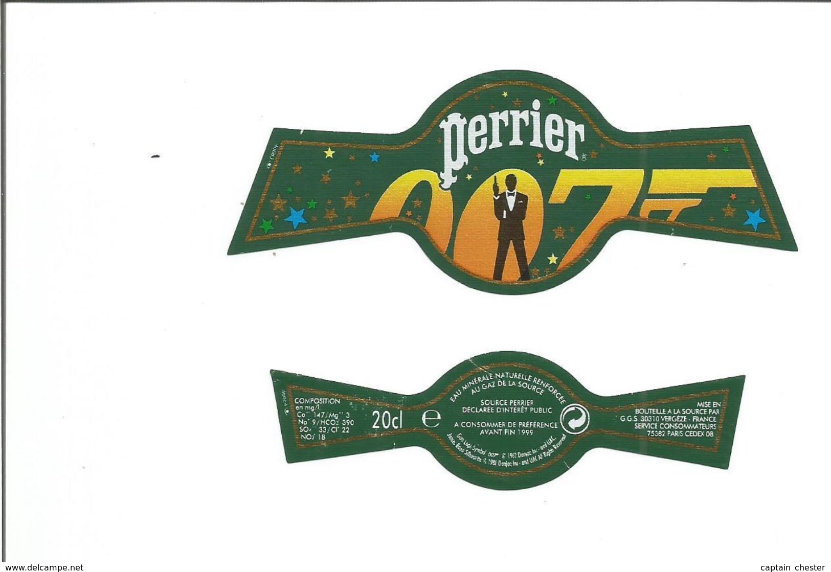 Etiquette De PERRIER 20 Cl - Edition Spéciale JAMES BOND 007 - Autres & Non Classés