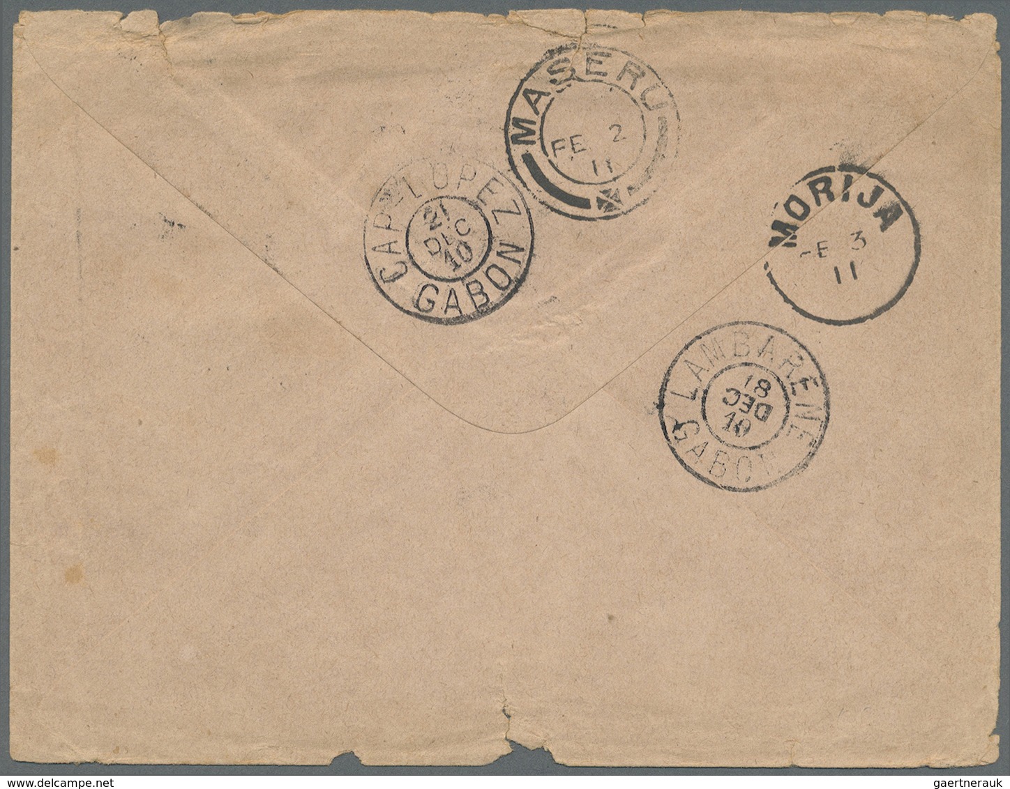 GA Basutoland: 1910. French Colonies Gabon Postal Stationery Envelope (opening Faults, Tears At Bottom) - 1933-1964 Colonie Britannique