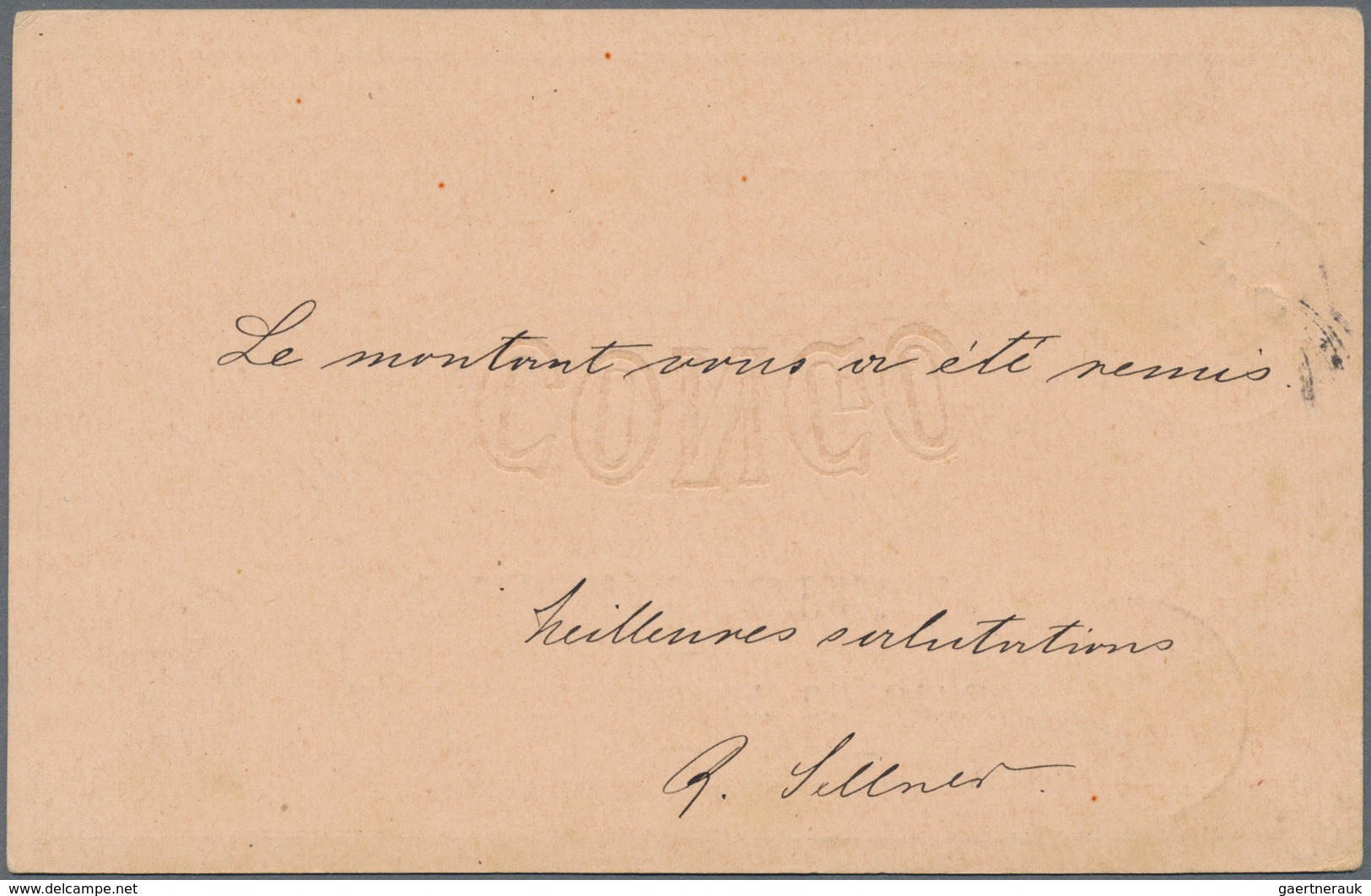 GA Belgisch-Kongo - Kongo-Staat: 1888, 15 C Red On Salmon Postal Stationery Card, Sent From BANANA, 17. - Andere & Zonder Classificatie