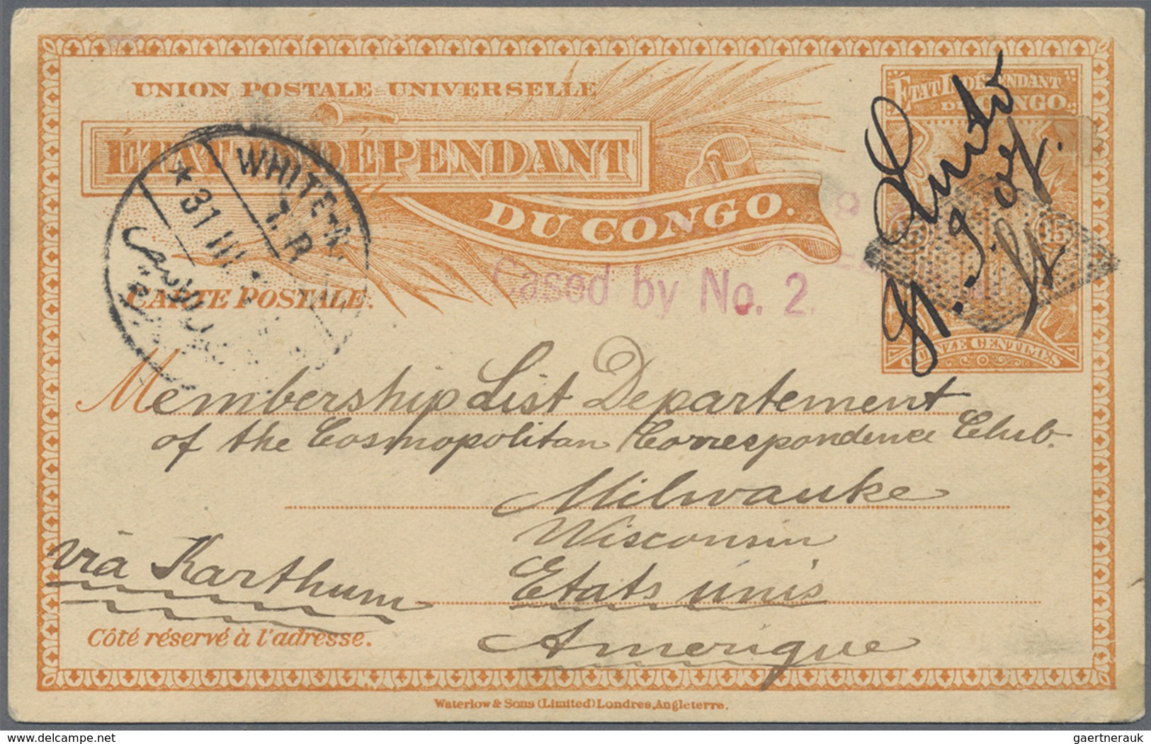 GA Belgisch-Kongo: 1907 LADO Enclave - White Nile Route: Belgian Congo Postal Stationery Card 15c Used - Andere & Zonder Classificatie