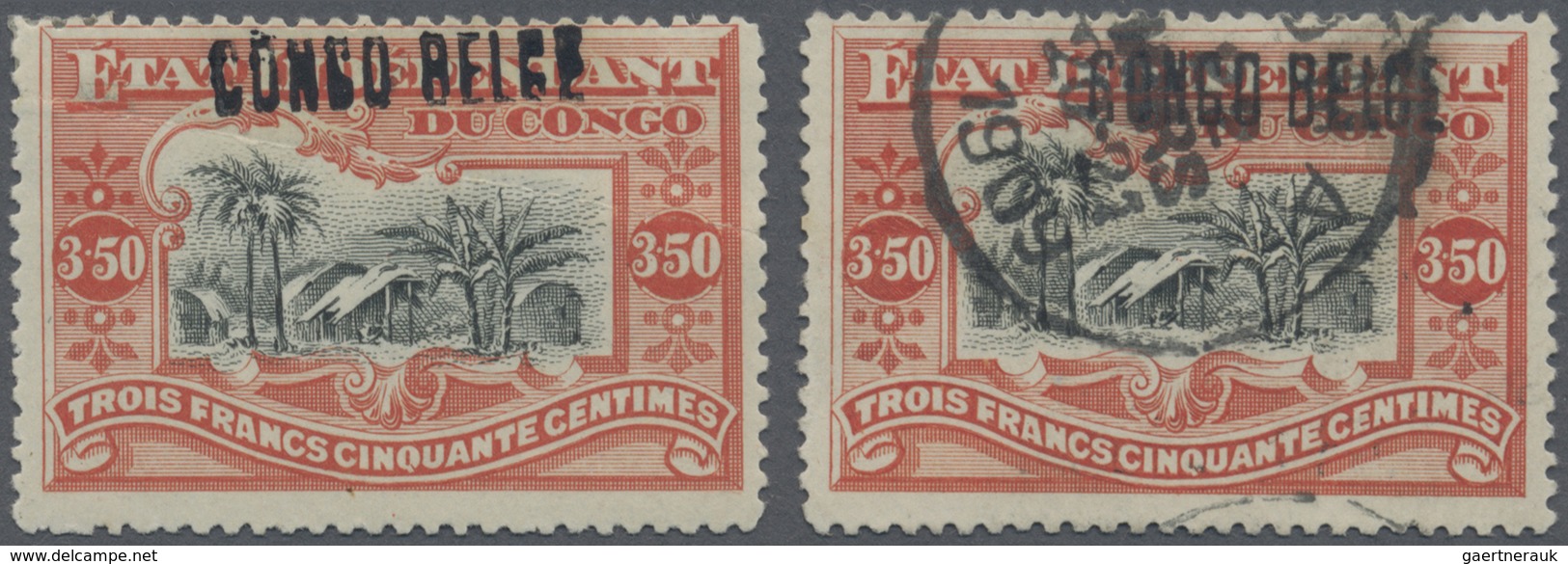 */O Belgisch-Kongo: 1909 Two Singles Of 3.50fr. Black & Vermilion With LOCAL OVERPRINT, One Mint With Ov - Andere & Zonder Classificatie
