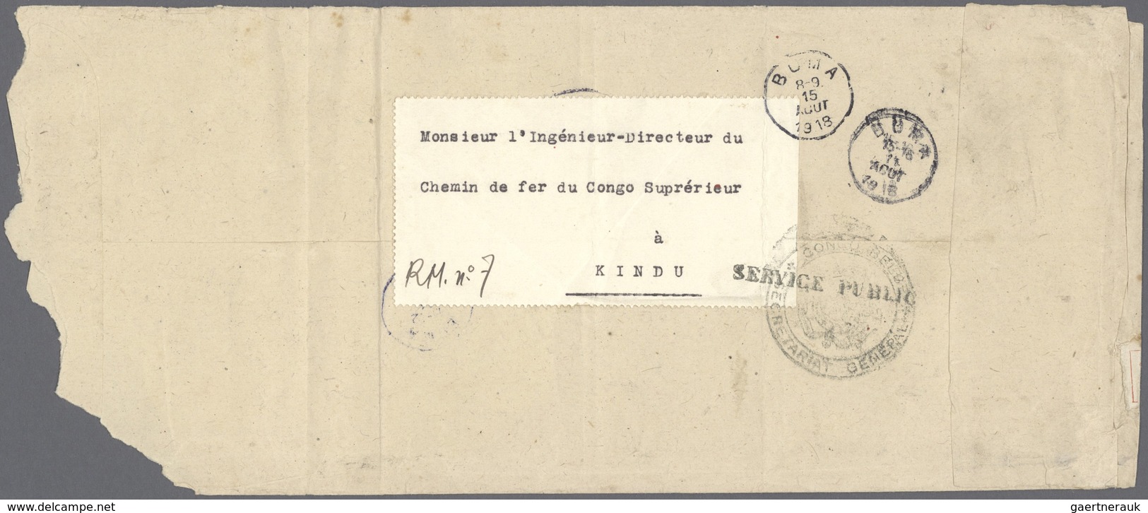 Br Belgisch-Kongo: 1918, Large Registered Fieldpost Cover With Fieldpost Cancel "B.P.C.V.P.K. No.17 7.J - Andere & Zonder Classificatie