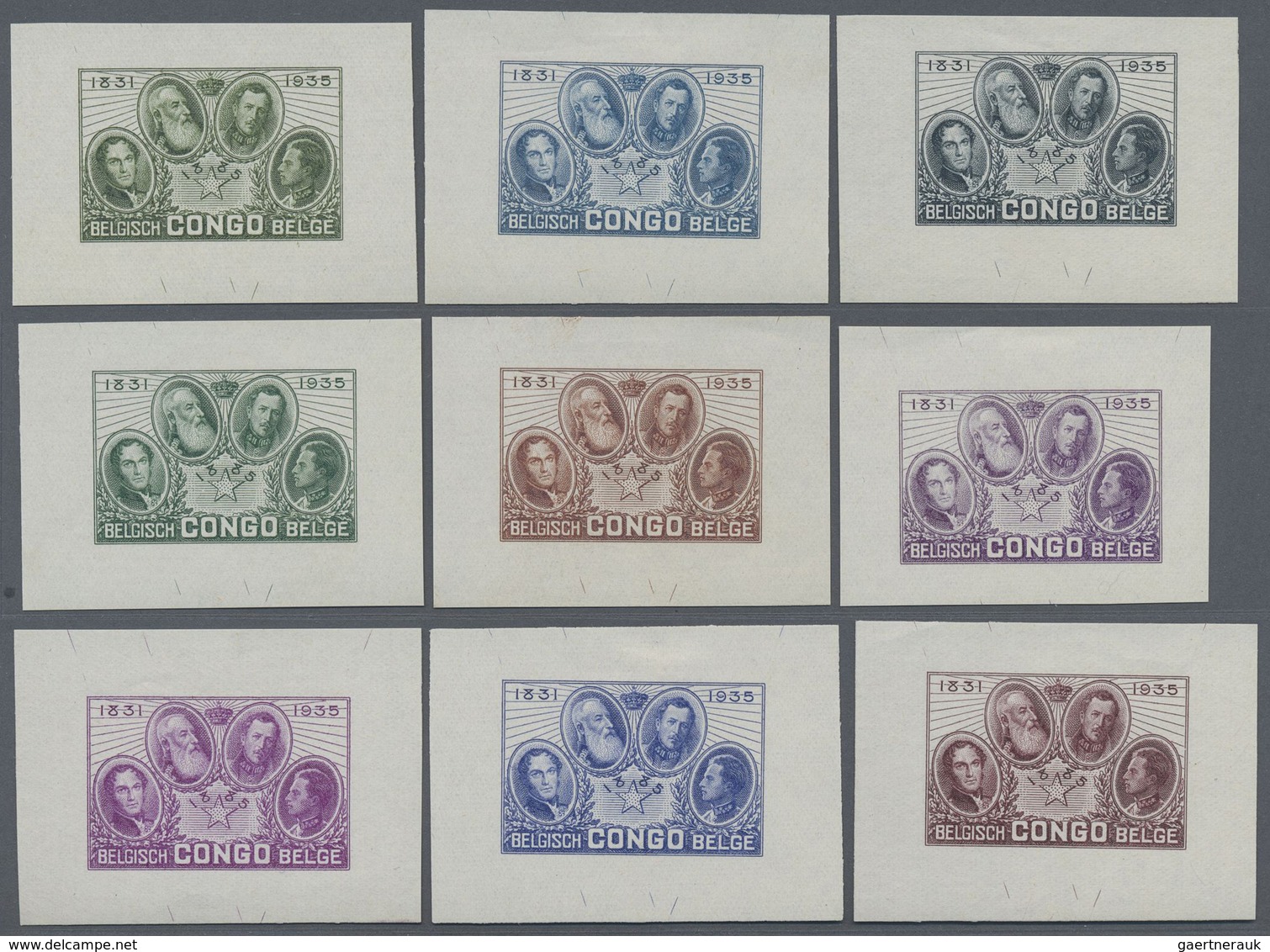 (*) Belgisch-Kongo: 1935, 50th Anniversary Of Independent State Of Congo, Complete Set Of Ten Epreuves I - Autres & Non Classés