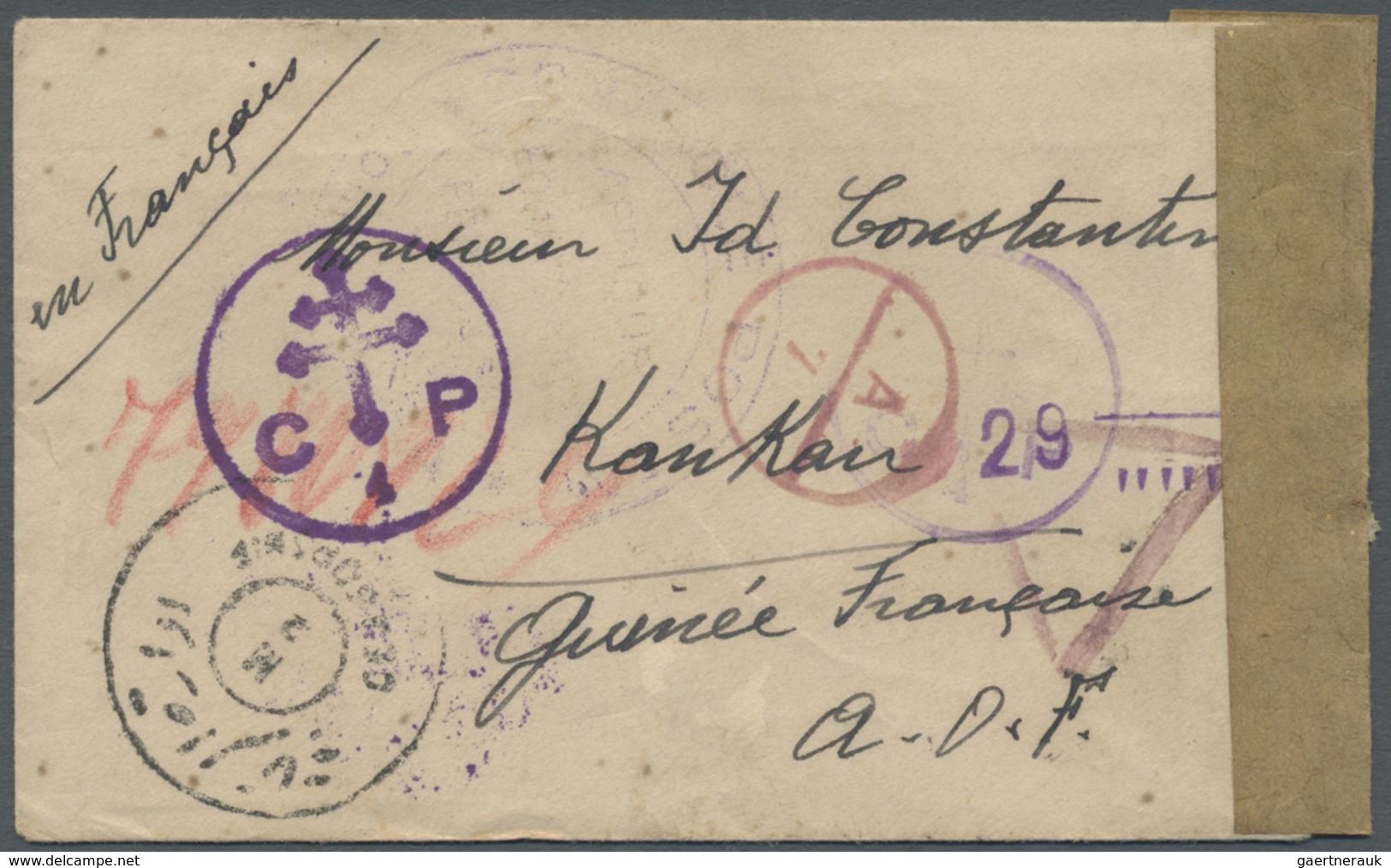 Br Belgisch-Kongo: 1943. Envelope Addressed To Kankan, Guinee Francaise Bearing Grand Liban ‘Air Mail’ - Autres & Non Classés