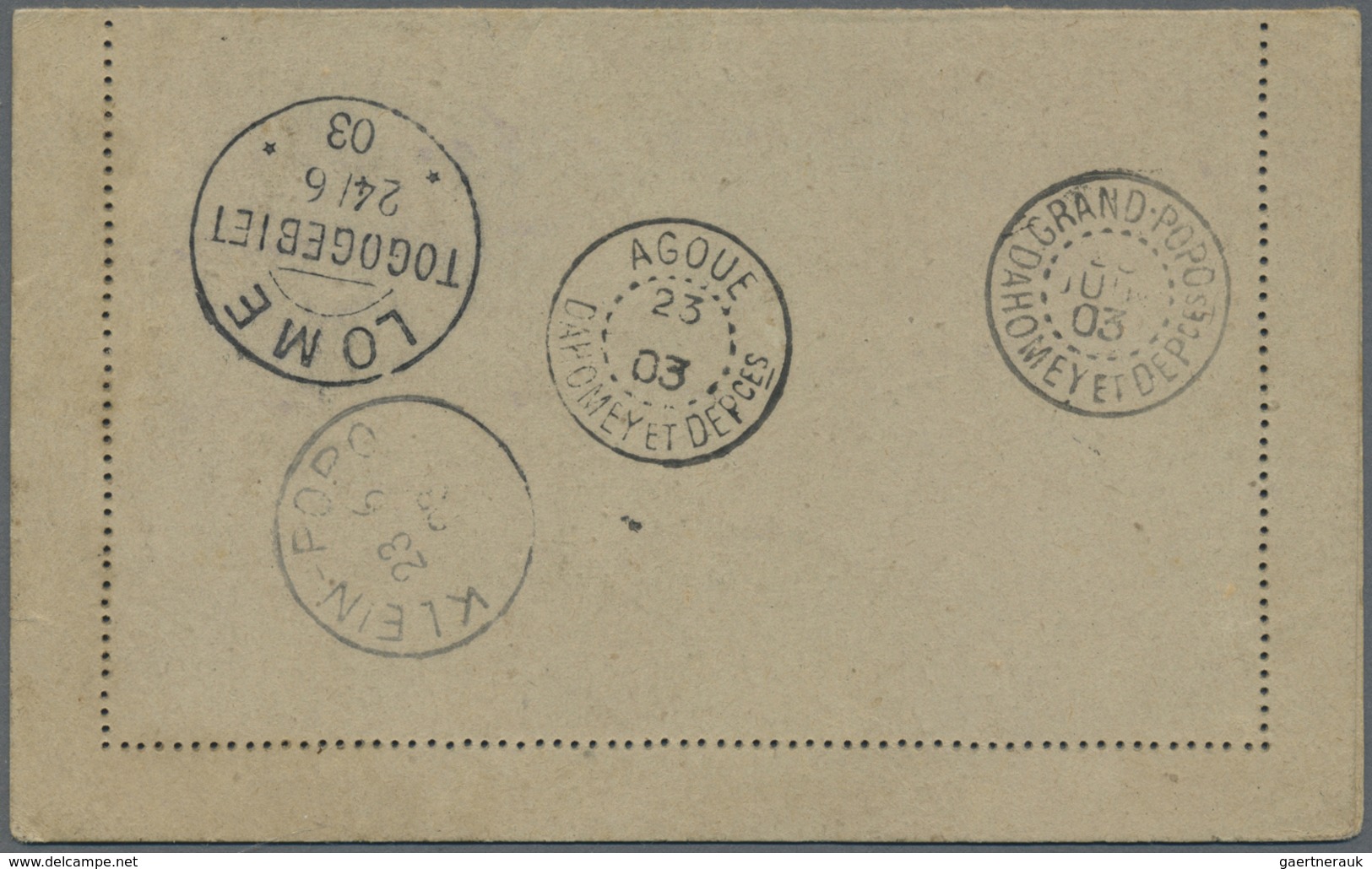 GA Benin: 1903, Card Letter 15 C. Allegory With Imprint "GOLFE DE BENIN" Together With Horizontal Pair - Benin – Dahomey (1960-...)