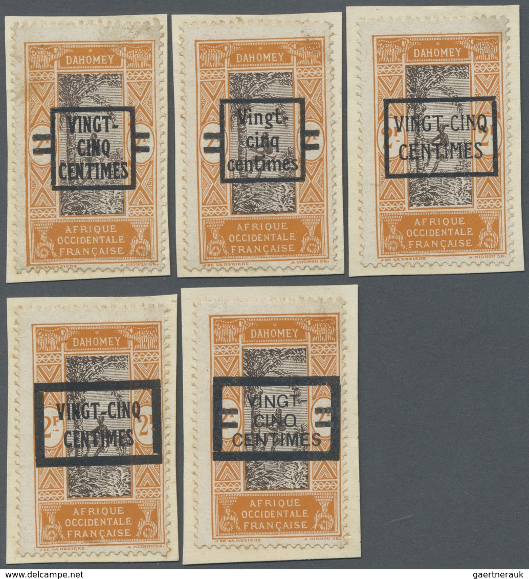 Brfst Benin: 1922, VINGT-CINQ-CENTIMES On 2 F. Orange/brown With 25 C. Overprint, Five Different Value Ove - Benin – Dahomey (1960-...)