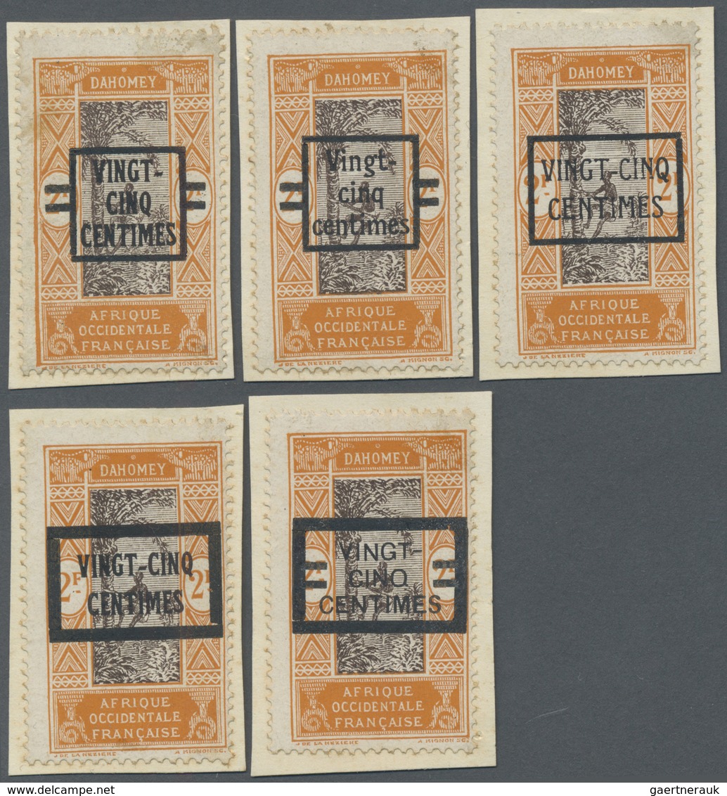 Brfst Benin: 1922, VINGT-CINQ-CENTIMES On 2 F. Orange/brown With 25 C. Overprint, Five Different Value Ove - Bénin – Dahomey (1960-...)