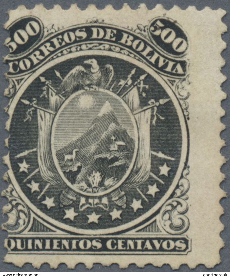 (*) Bolivien: 1868, 500 C. Black, Fresh Colour, Well Perforated, Unused Without Gum, Fine And Fresh - Bolivie