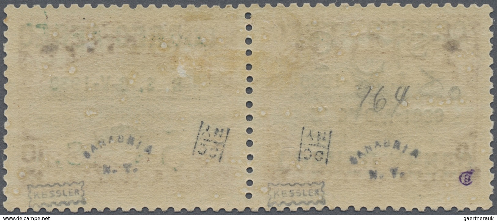 * Bolivien: 1930, Zeppelin 5 C. On 10 C., Horizontal Pair, Left Stamp With Double Overprint (one Inver - Bolivië