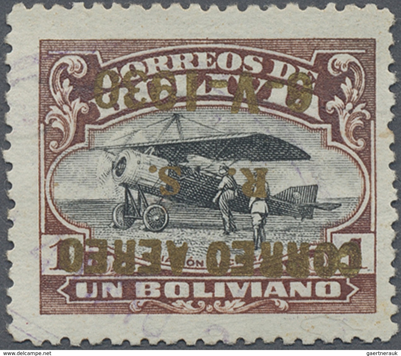 O Bolivien: 1930, Zeppelin 1 B. With Inverted Metallic Glittering Overprint, Slight Cancelled, Fine, S - Bolivie