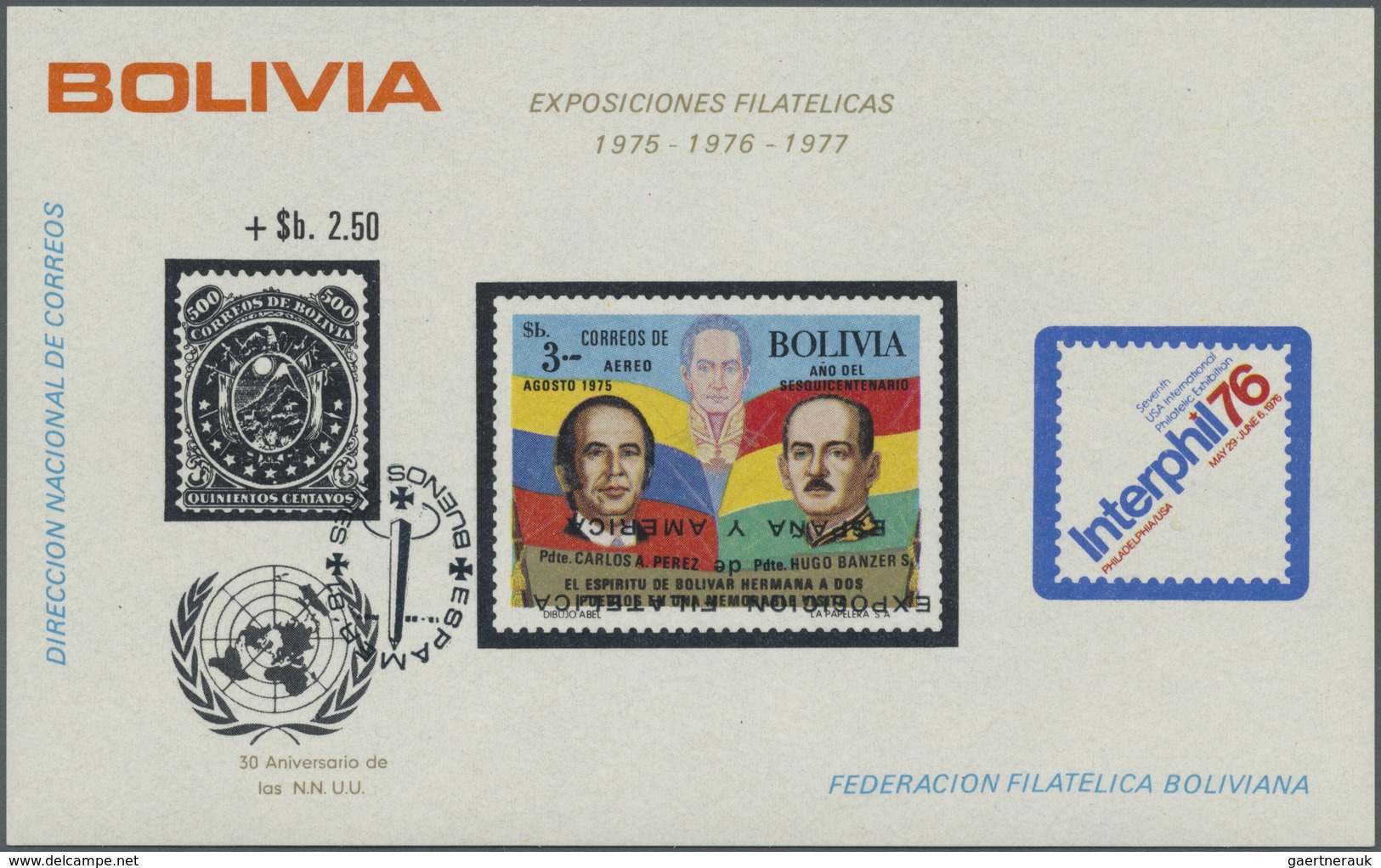 **/* Bolivien: 1981, Anniversaries, Three Souvenir Sheets With Inverted Overprints (2) Resp. Double Overp - Bolivië