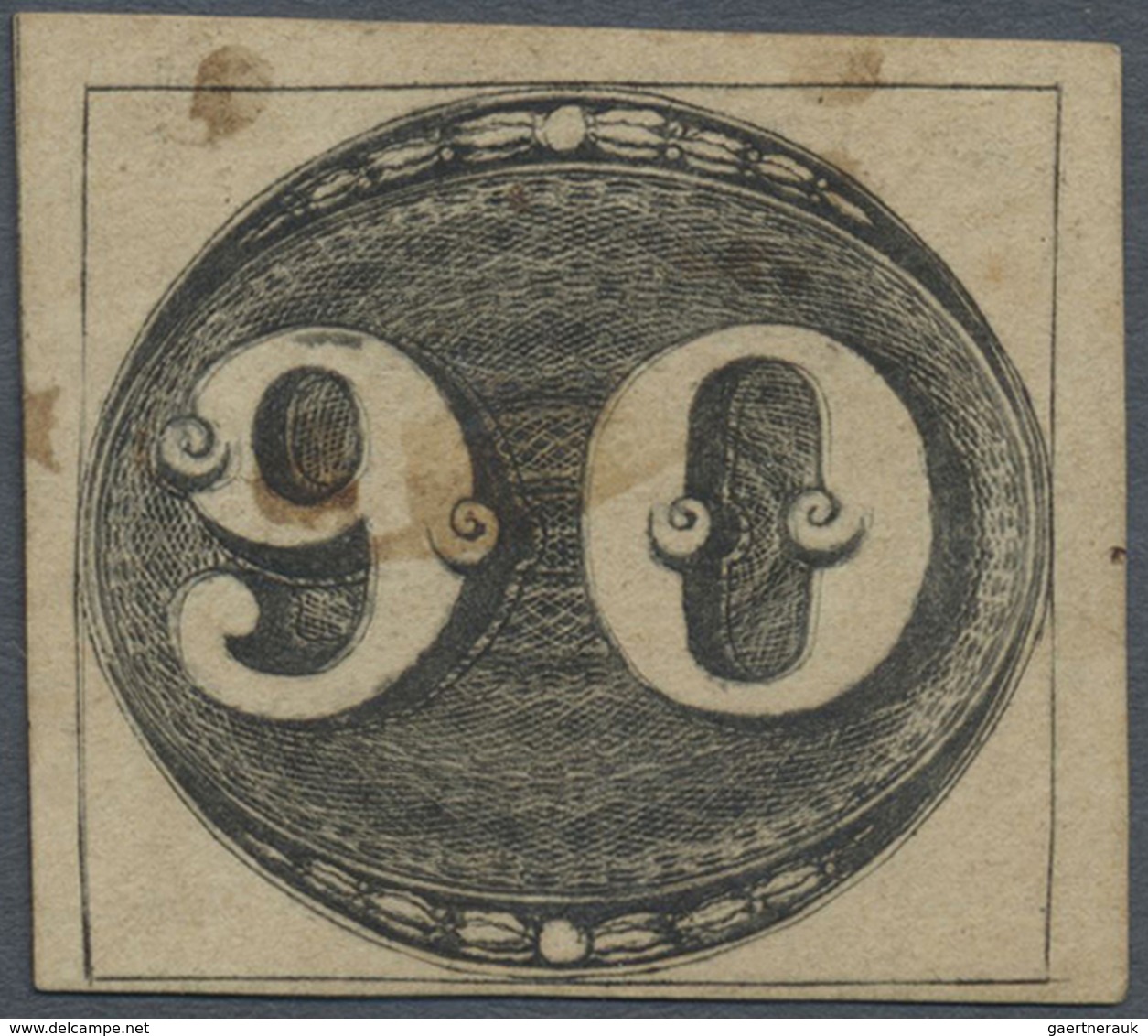 O Brasilien: 1843, Bull's Eyes, 90r. Black With Plate Repair (=additional Shifted Frame Line In Value) - Andere & Zonder Classificatie