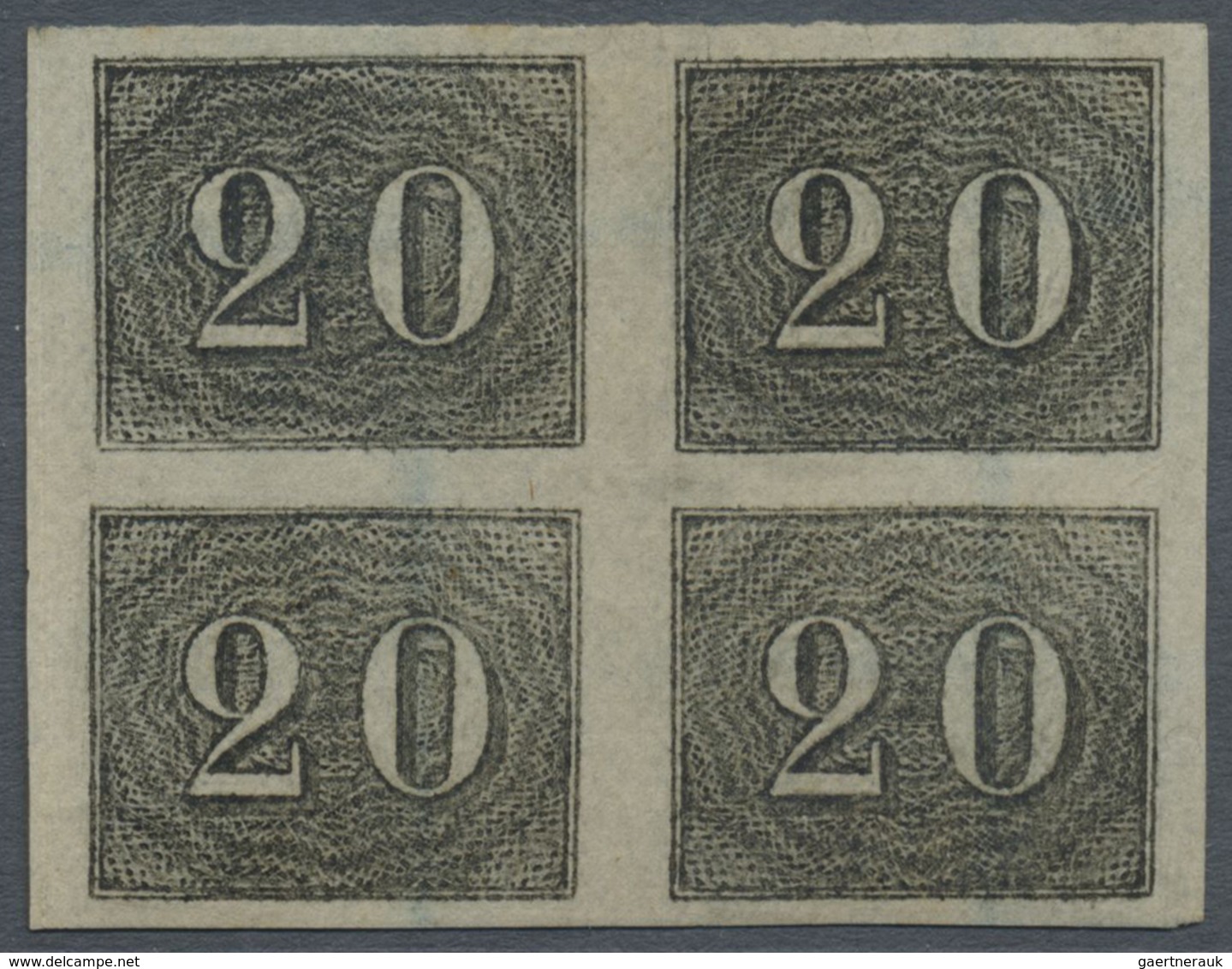 O Brasilien: 1849, Verticais, 20r. Black, Block Of Four, Full To Wide Margins, Used With Erased Penstr - Andere & Zonder Classificatie