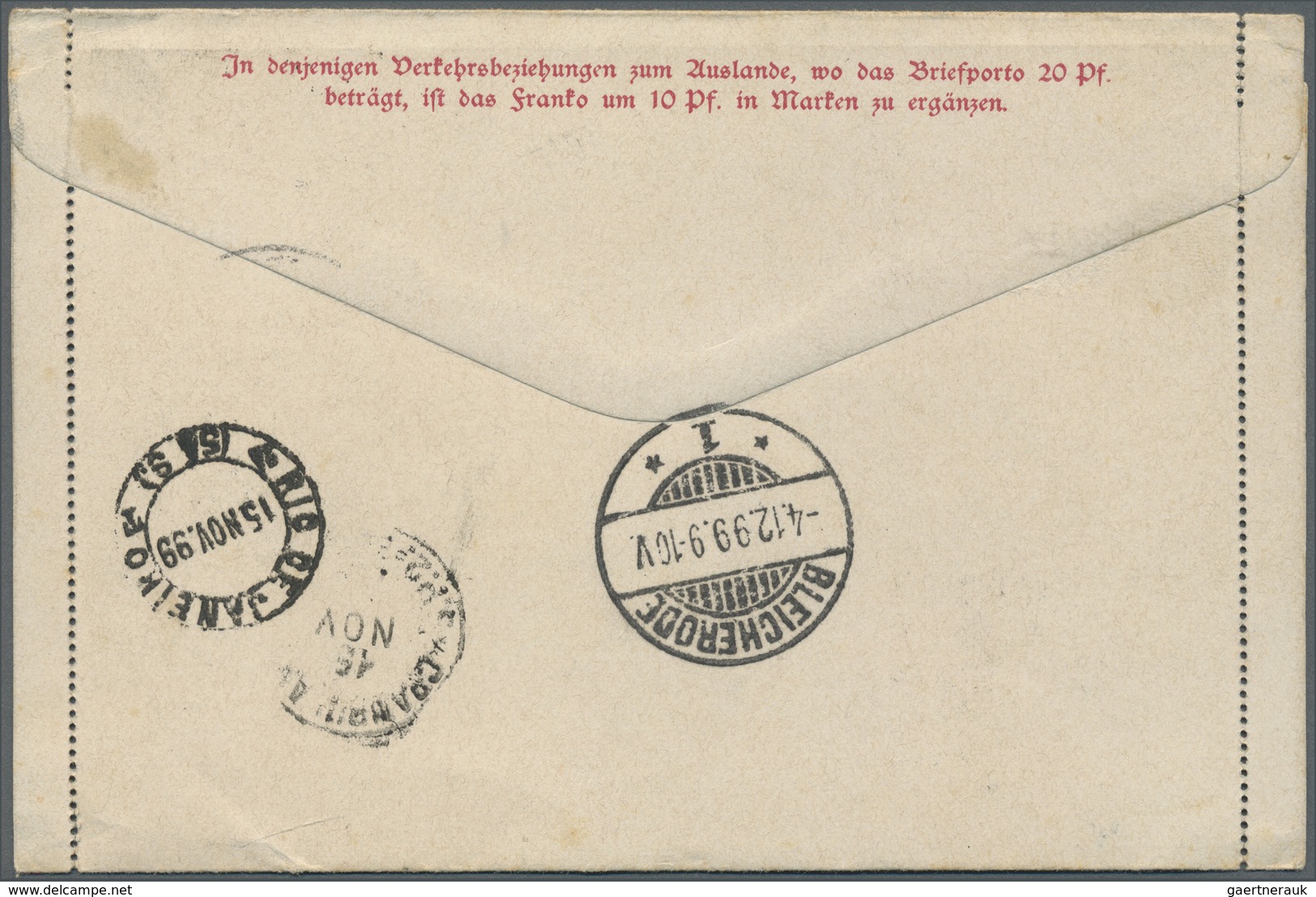 GA Brasilien: 1899, Two "German Reichspost" Letter-cards (part 1+2)both With Double Franking Germany 10 - Autres & Non Classés