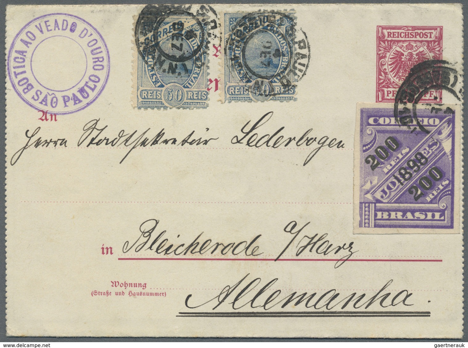 GA Brasilien: 1899, Two "German Reichspost" Letter-cards (part 1+2)both With Double Franking Germany 10 - Autres & Non Classés