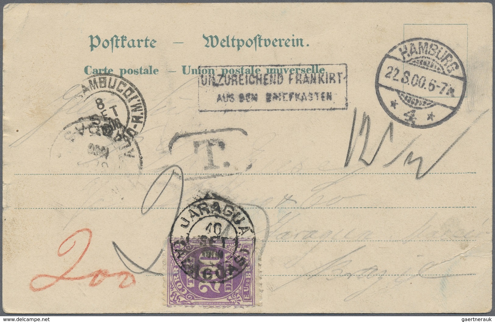 Br Brasilien: 1900, Picture Card Showing DAMPFER DEUTSCHLAND" Sent Without Stamps To Brasil Showing Fra - Autres & Non Classés