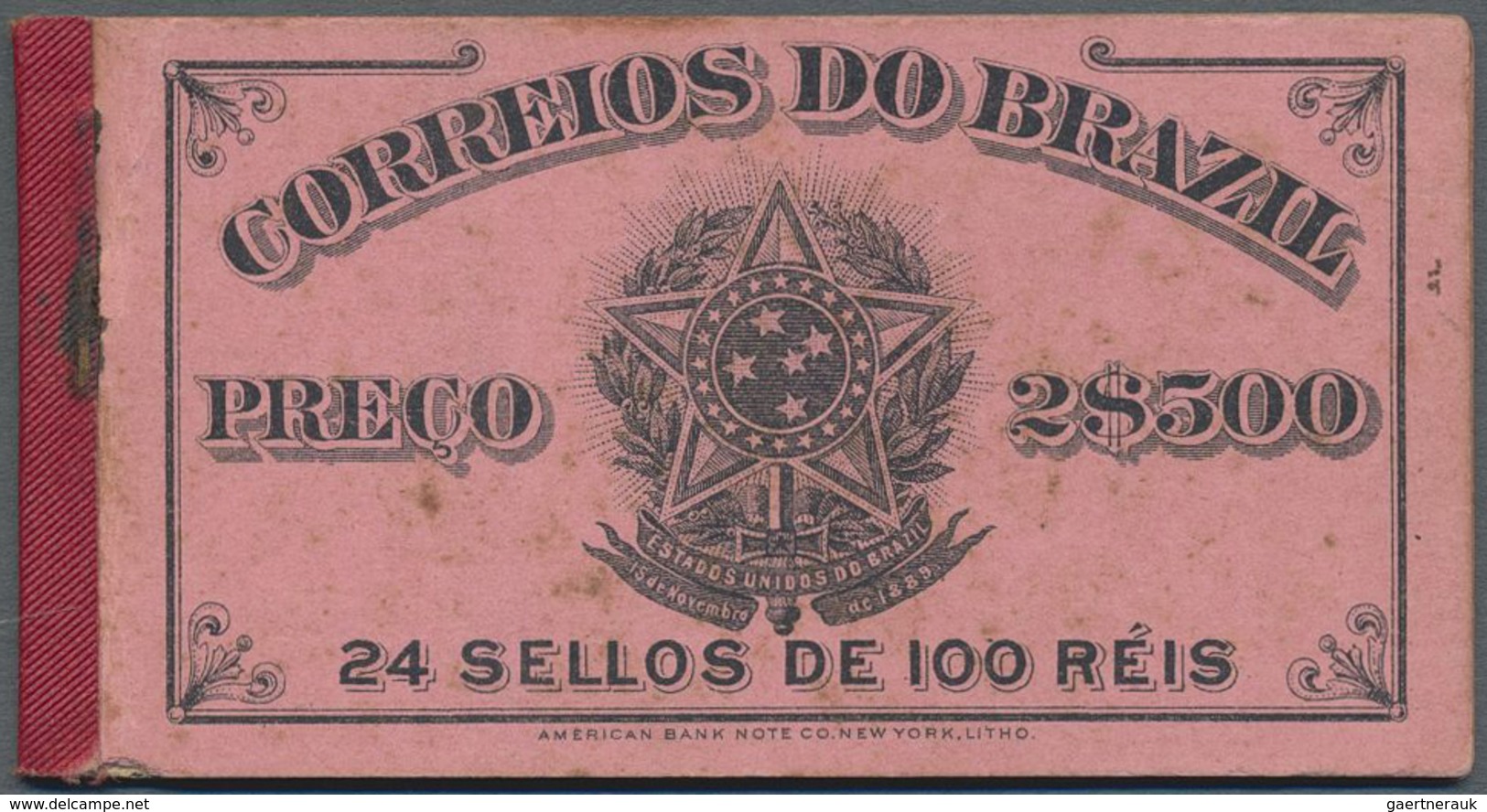 ** Brasilien: 1906, Booklet CD-2 Black On Rose Complete, Containing 24 Stamps 100 Reis Anil Rose In Fou - Autres & Non Classés