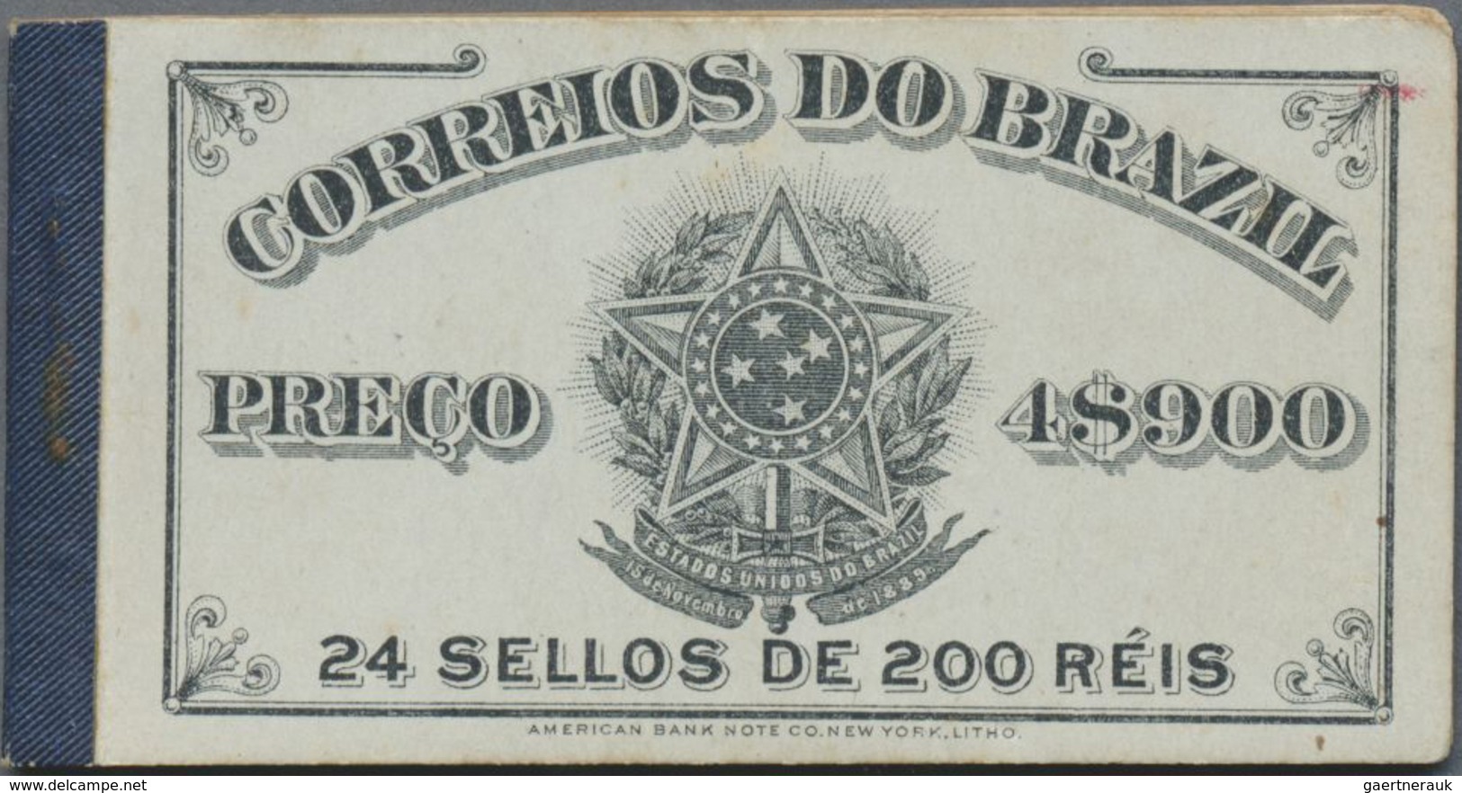 ** Brasilien: 1906, Booklet CD-3 Black On Grey Complete, Containing 24 Stamps 200 Reis Blue In Four Boo - Andere & Zonder Classificatie