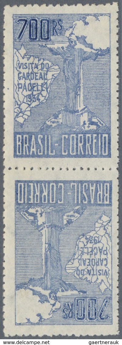 ** Brasilien: 1934, Cardinal Pacelli's Visit, 700r. Blue, Tête-bêche Pair, Fresh Colour, Unmounted Mint - Autres & Non Classés