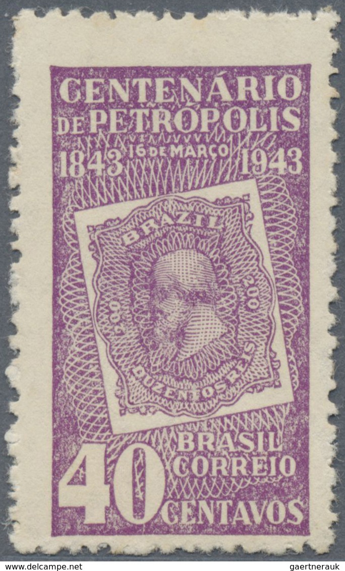 * Brasilien: 1943, 100th Anniversary Of Petropolis, 40c. Violet, Wm "O", Fresh Colour Mint O.g. Previo - Andere & Zonder Classificatie
