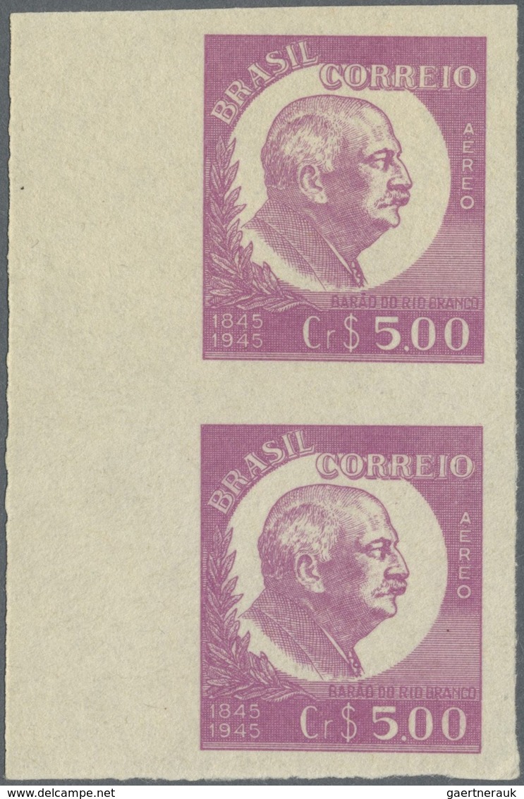 (*) Brasilien: 1945, 100th Anniversary Of Birth Of Da Silva Paranhos, 1.20cr. And 5.00cr., Two Imperfora - Autres & Non Classés