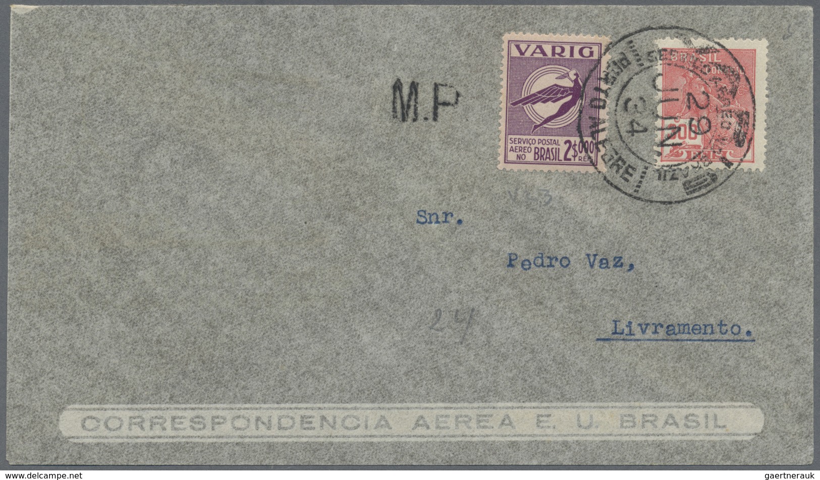 Br Brasilien - Privatflugmarken Varig: 1931, Airmail 50 R., 500 R., 1000 R., 1500 R. And 2000 R. On Thr - Poste Aérienne (Compagnies Privées)