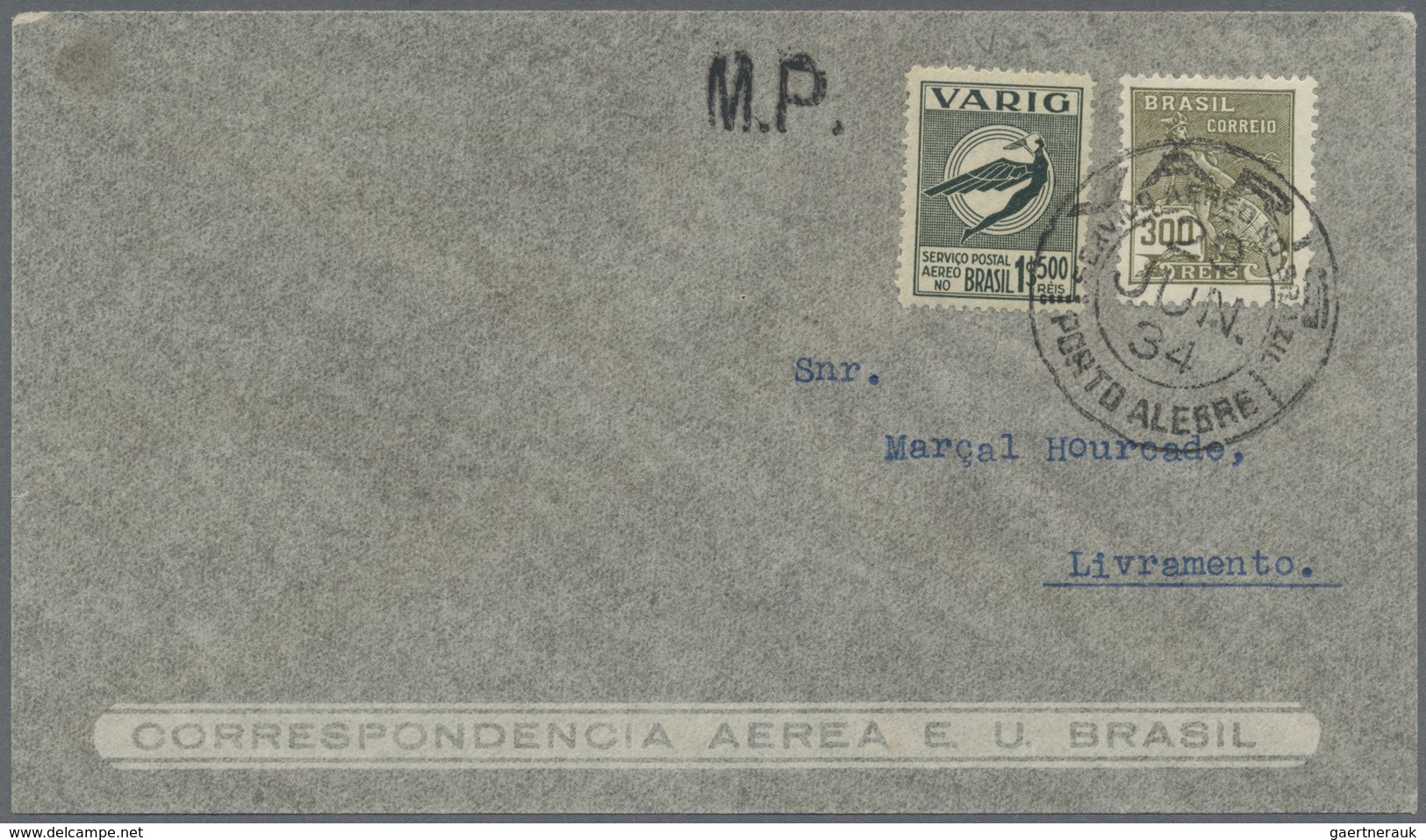 Br Brasilien - Privatflugmarken Varig: 1931, Airmail 50 R., 500 R., 1000 R., 1500 R. And 2000 R. On Thr - Poste Aérienne (Compagnies Privées)