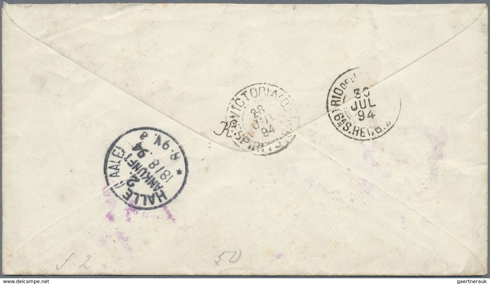 GA Brasilien - Ganzsachen: 1867, Stationery Envelope 200 R Black With Watermark, Uprated 4x 100 R Red, - Entiers Postaux