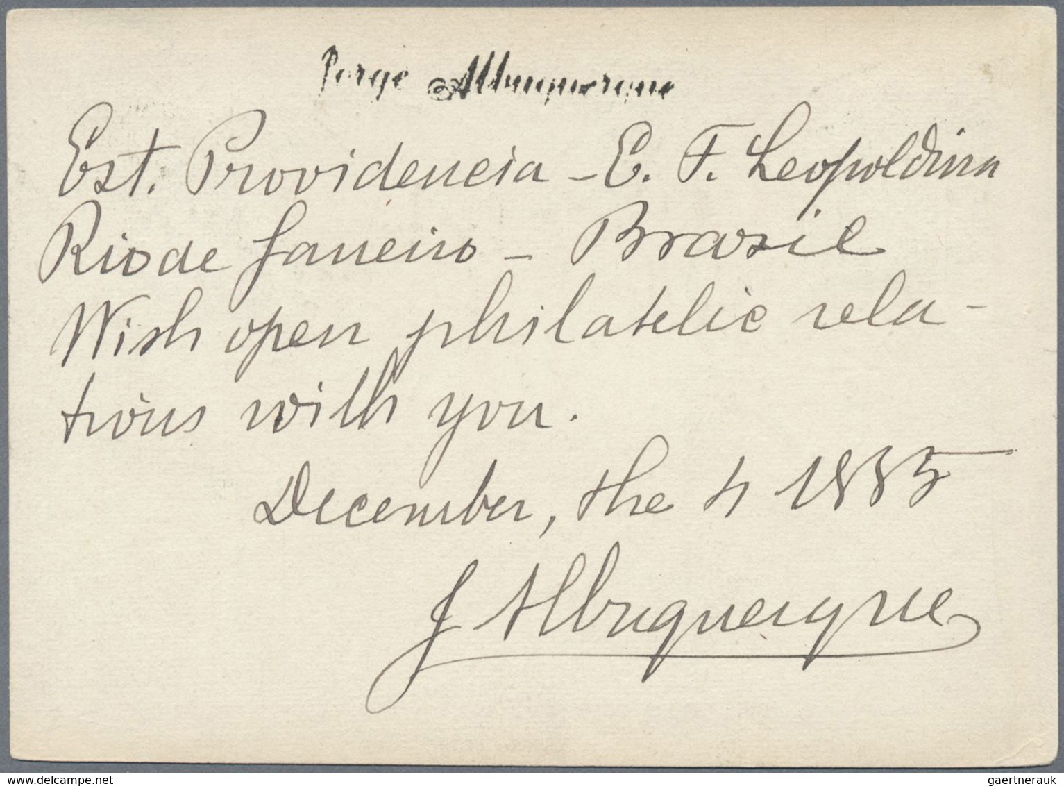 GA Brasilien - Ganzsachen: 1883, Stationery Card 50 R Light-blue Uprated 10 R Orange And 20 R Green Sen - Postal Stationery