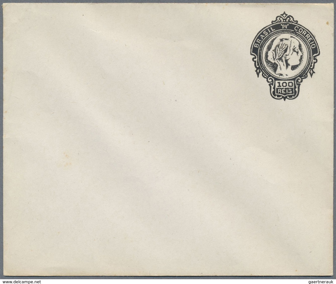 GA Brasilien - Ganzsachen: 1918 (ca). Essay In Black For Envelope 100r Head Of Liberation To The Right. - Entiers Postaux