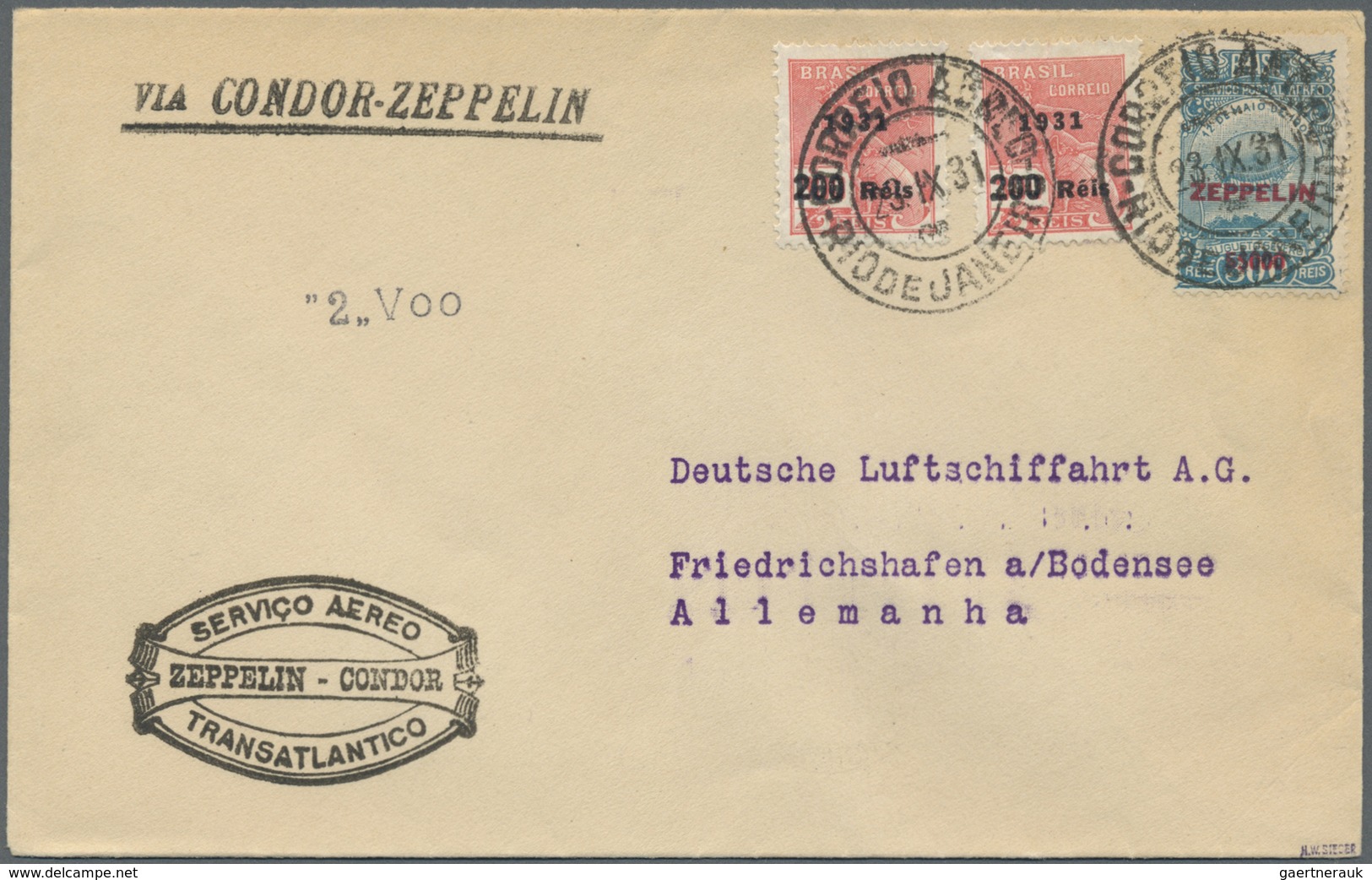 Br Brasilien - Zeppelinpost: 1931, 2. Südamerika-Fahrt, Brasilianische Post Der Rückfahrt Mit Werbezett - Poste Aérienne