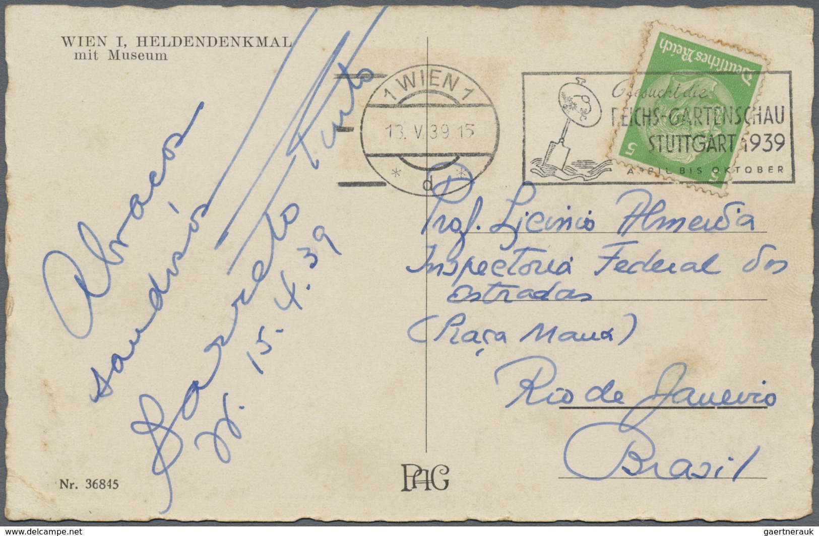 Brasilien - Besonderheiten: 1936/1939, BARRETO PINTO (politician), Two Ppc From Germany To Prof. Alm - Andere & Zonder Classificatie