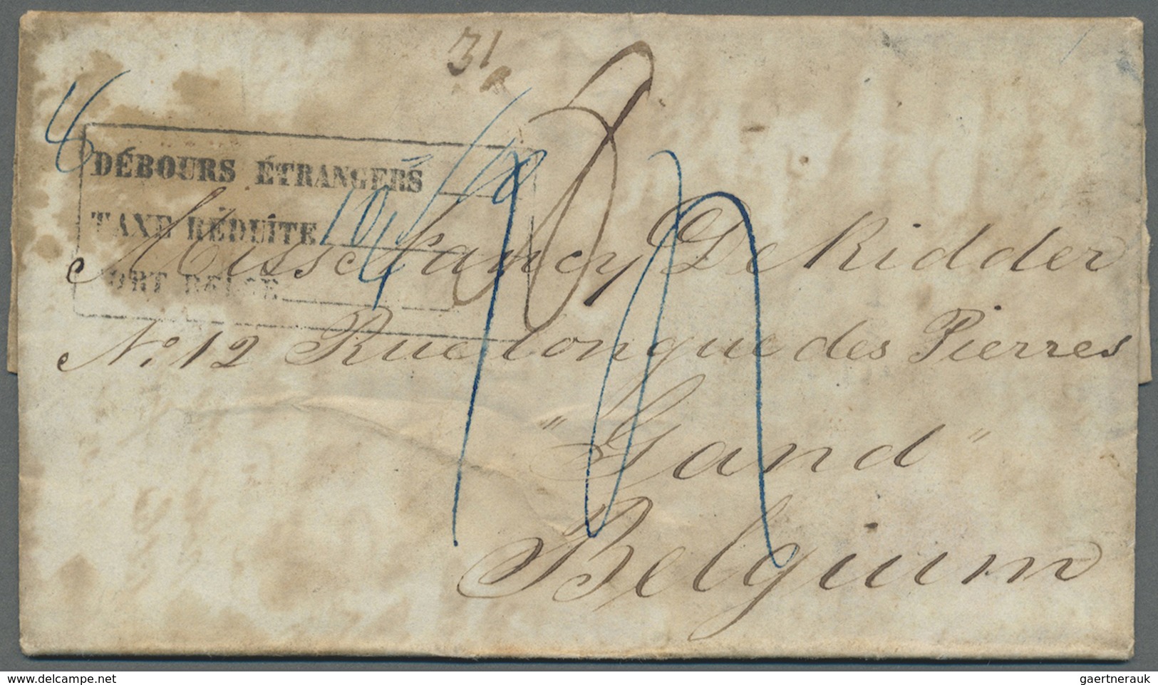 Br Britisch-Guyana: 1855. Stampless Envelope (disinfected In Vinegar) Written From Demerara Dated '24th - Guyane Britannique (...-1966)