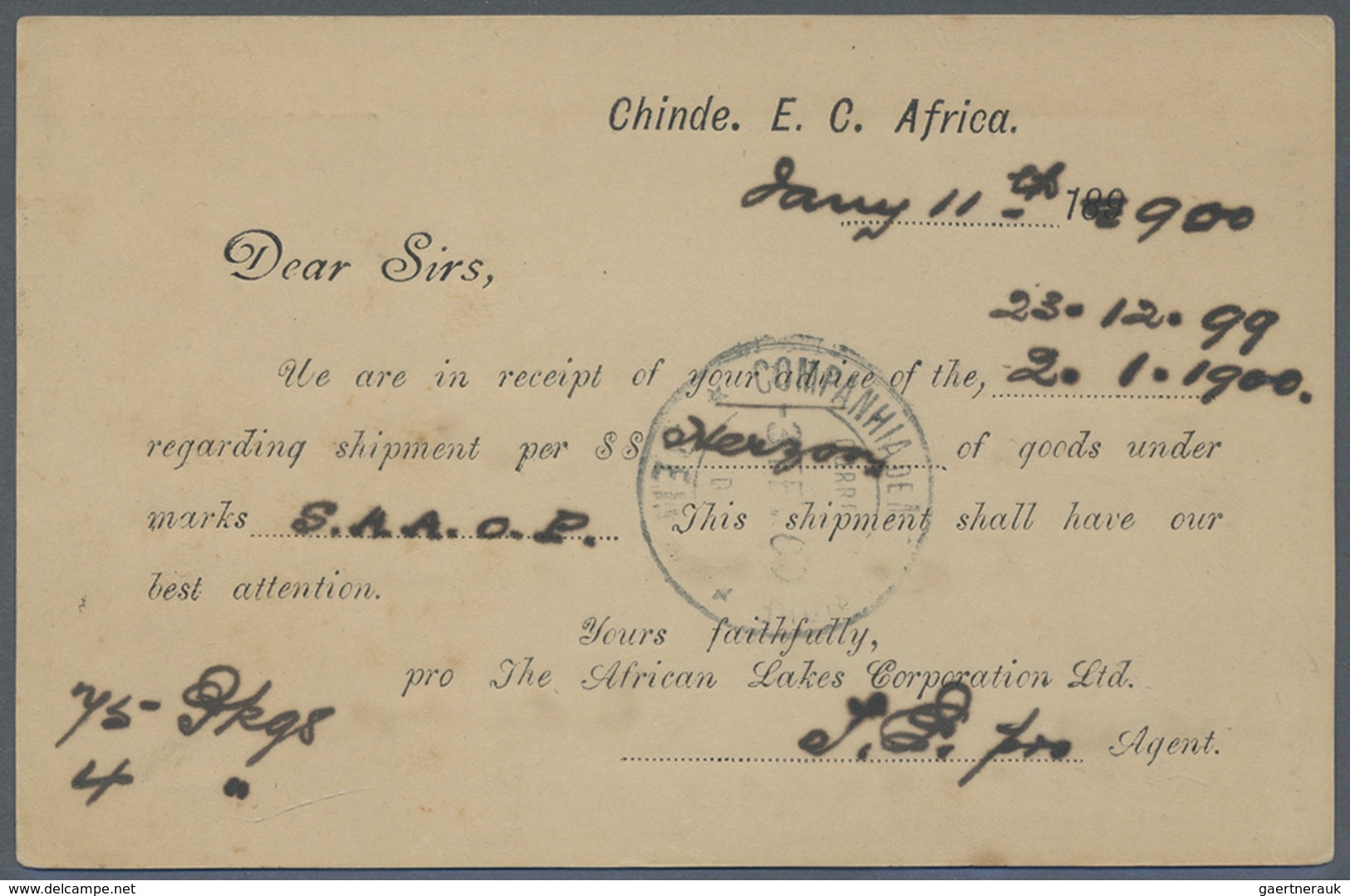 GA Britisch-Zentralafrika: 1901, Postal Stationery Card 1d. Carmine (1901) Used Uprated By 1 Pence Blue - Andere & Zonder Classificatie