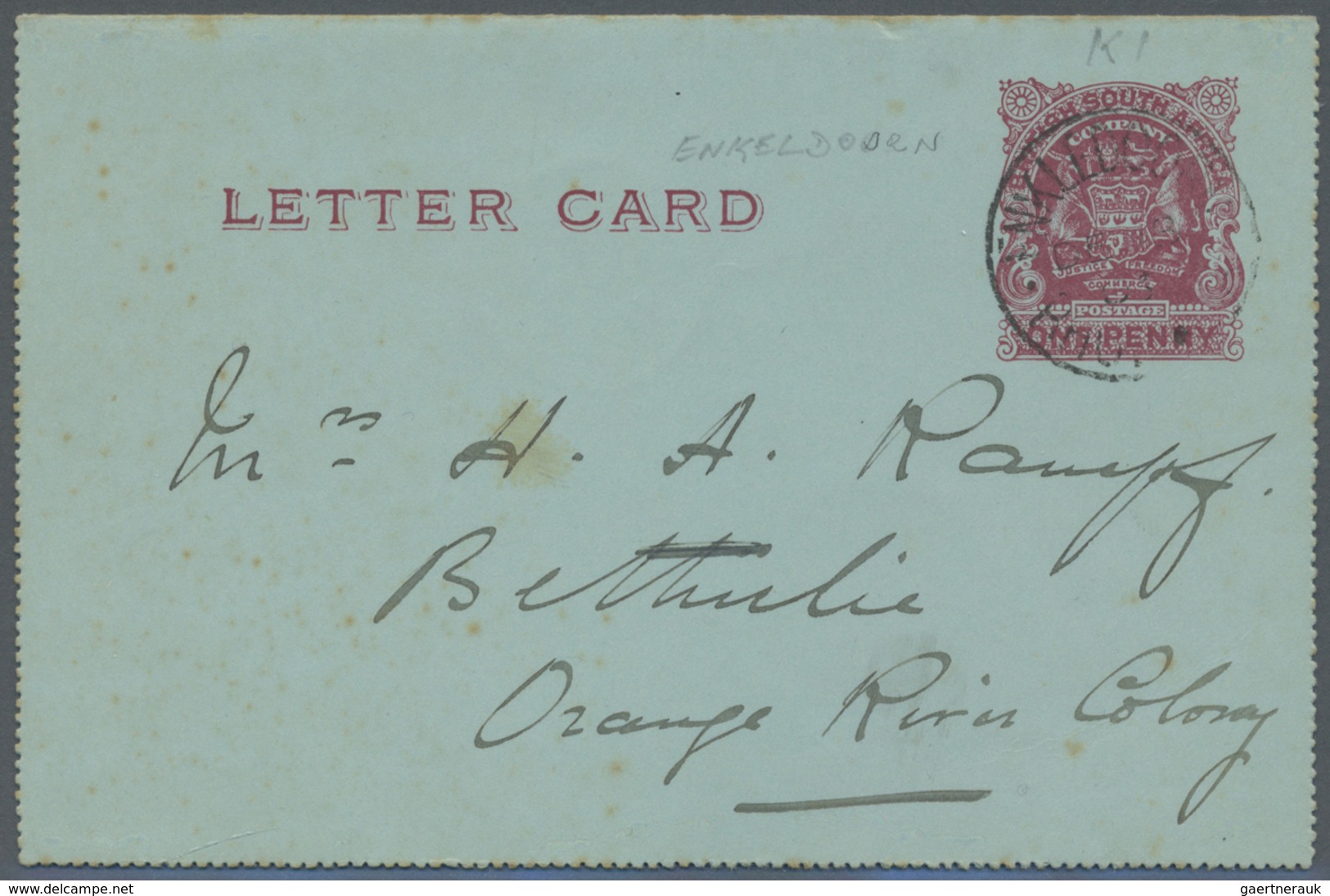 GA Britische Südafrika-Gesellschaft: 1905, Uprated 1d Stationery Envelope From "HARTLEY MR. 24 05" To E - Unclassified