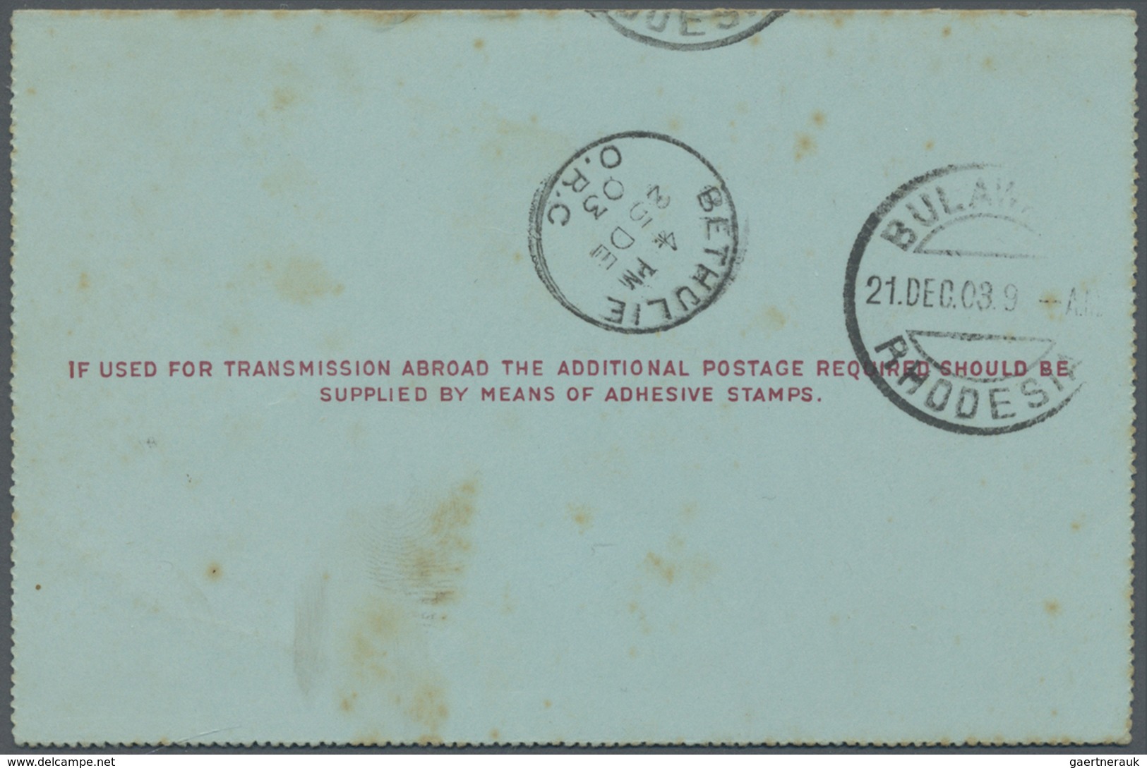 GA Britische Südafrika-Gesellschaft: 1905, Uprated 1d Stationery Envelope From "HARTLEY MR. 24 05" To E - Non Classés