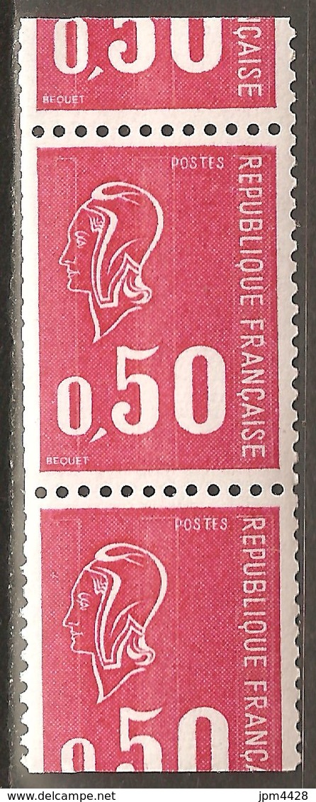 France 1971 1664 Roulette Neuf **,  Paire Avec Variété De Massicotage, Trace Des Picots - Coil Stamps