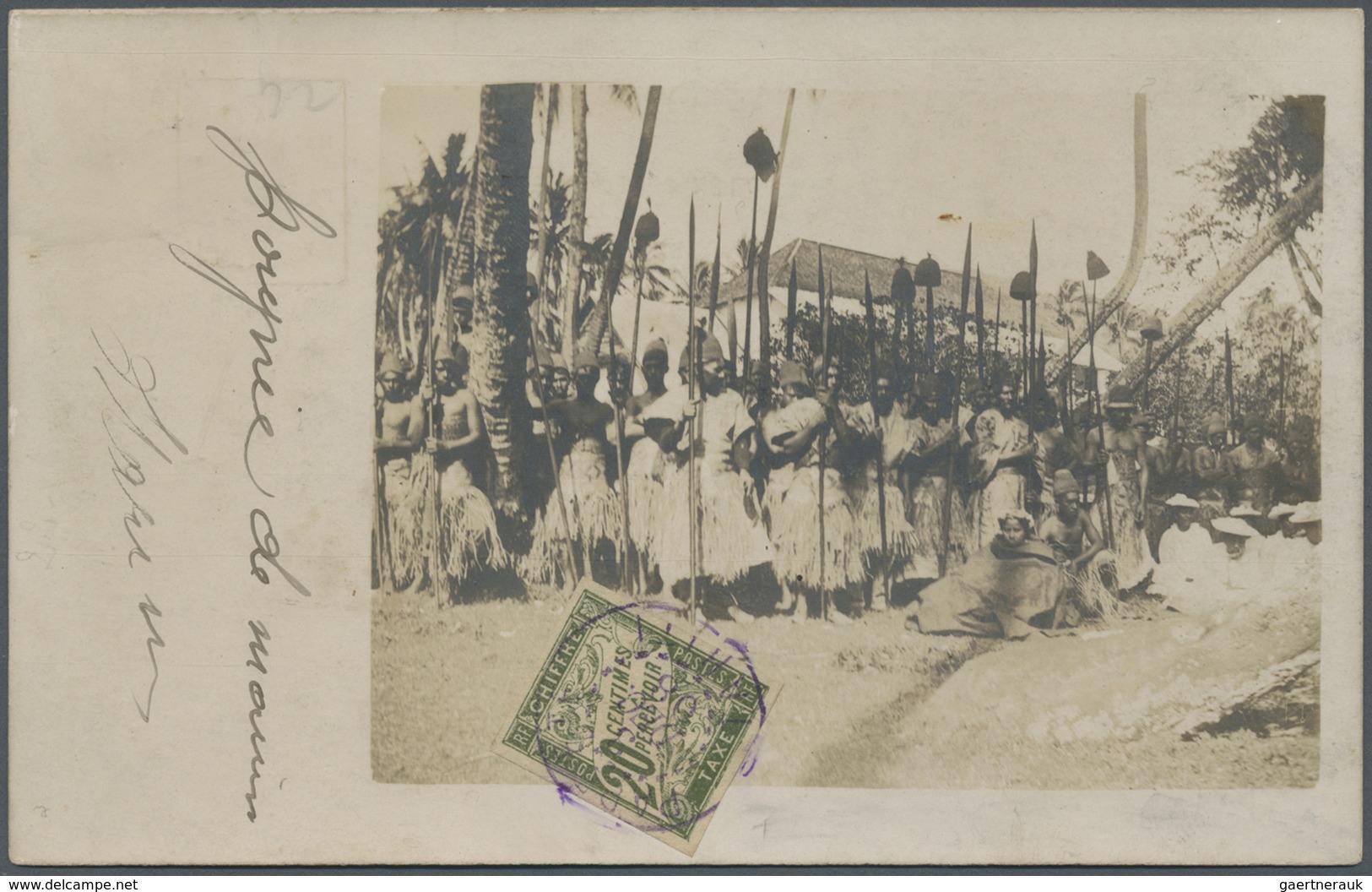 Br Cook-Inseln: 1908. Photographie Card Addressed To Papeete, Tahiti Bearing Cook Islands SG 29, 1d Ros - Cook