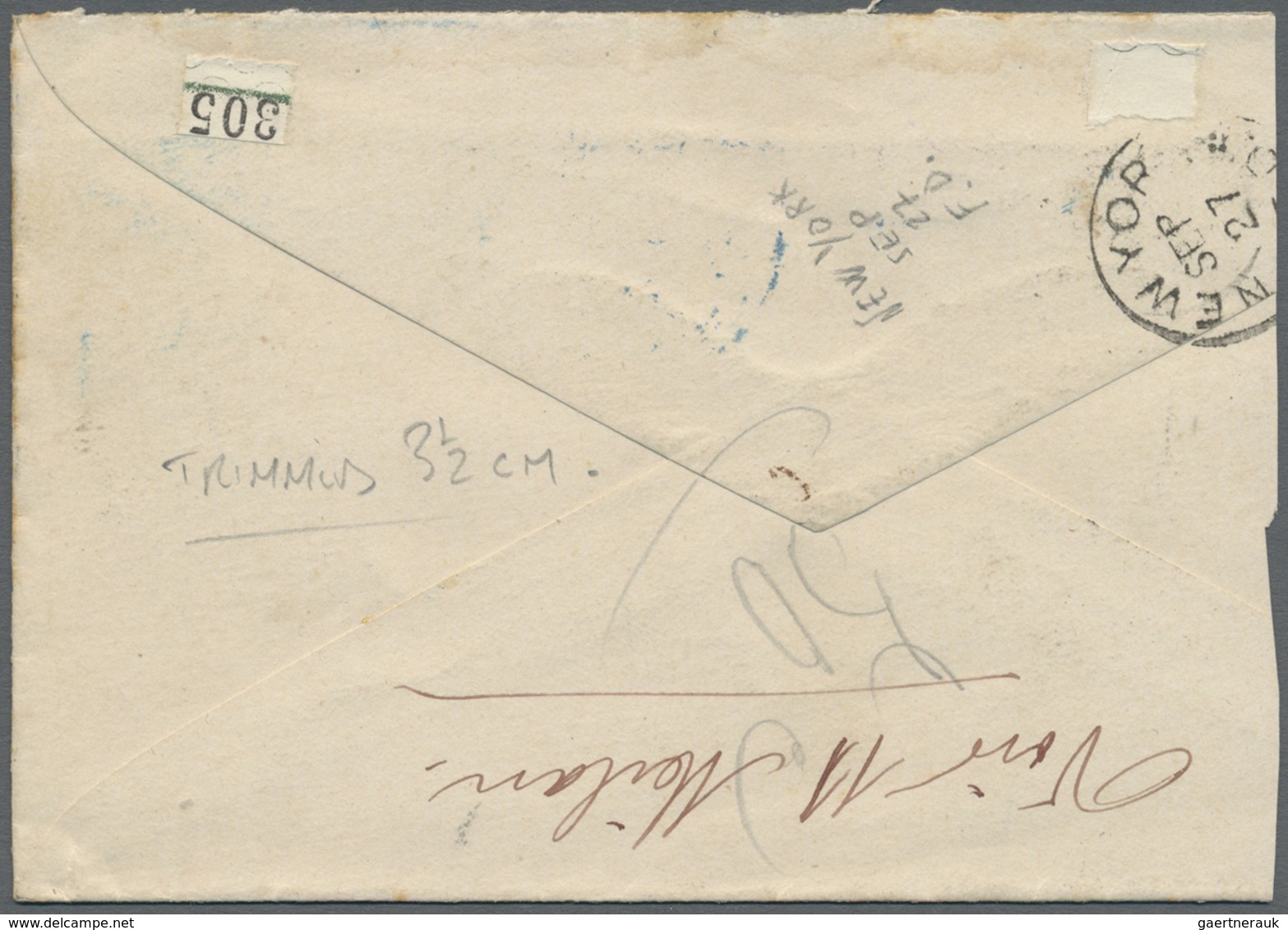 Br Costa Rica: 1882 Cover (trimmed 3.5 Cm At Left) To Paris Bearing 1863 2r. Red With Blue "cross" Canc - Costa Rica