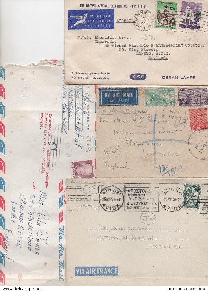 11 AIR MAIL COVERS - USA - CANADA - SOUTH AFRICA - GREECE - INDIA - UK - ARGENTINA - POLAND - GERMANY - - Europe (Other)