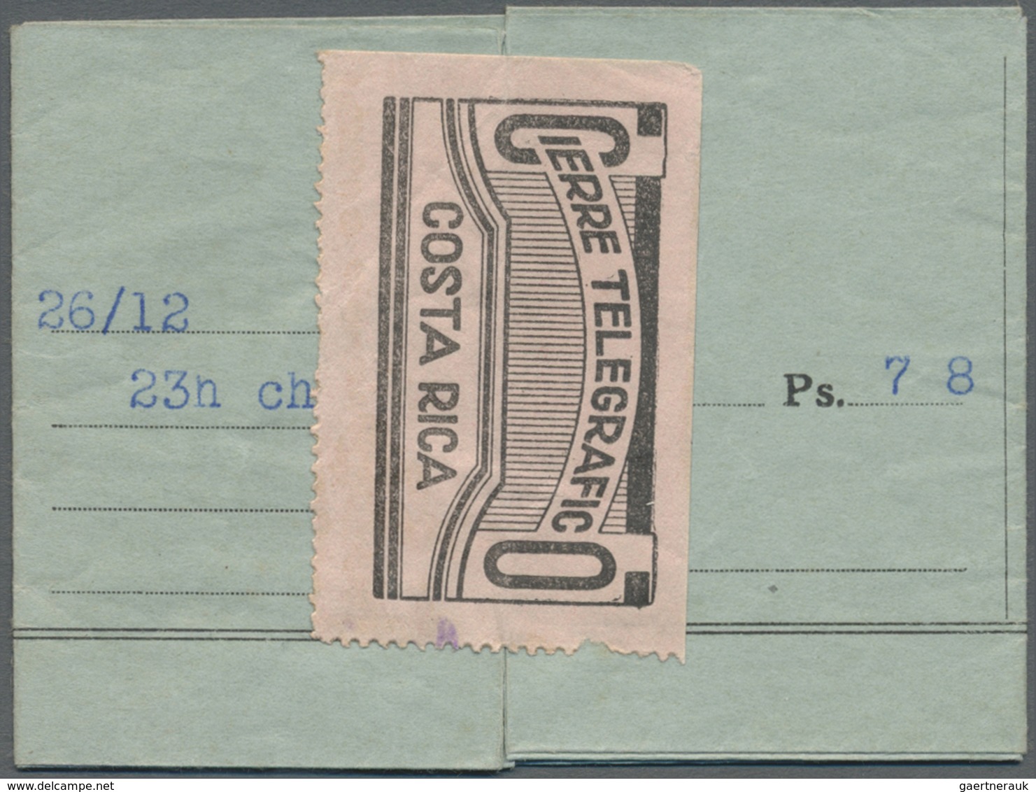 Br Costa Rica: 1936 (25.12.), Telegram Form 'TELEGRAFOS NACIONALES TELEGRAMA COSTA RICA' Used For Incom - Costa Rica