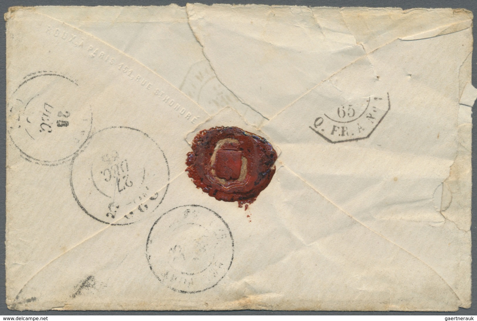 Br Dänisch-Westindien: 1865. Stampless Envelope Addressed To France Cancelled By Octagonal French Paque - Danemark (Antilles)