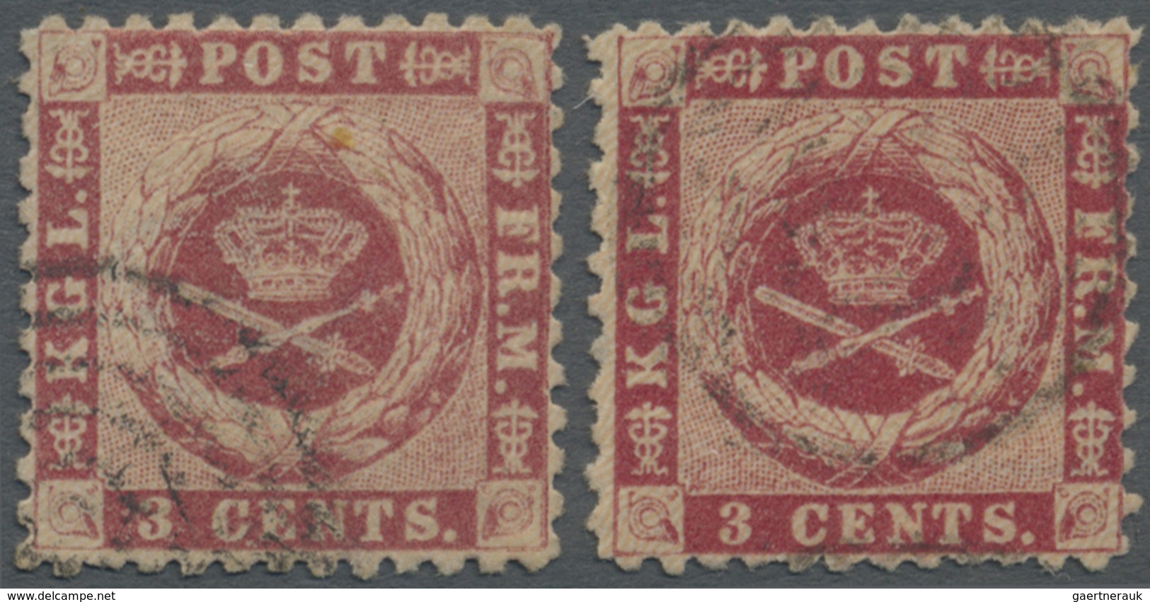 O Dänisch-Westindien: 1872, Definitive Issue 3c. Carmine-rose Line Perforated In Two Shades Both Light - Deens West-Indië