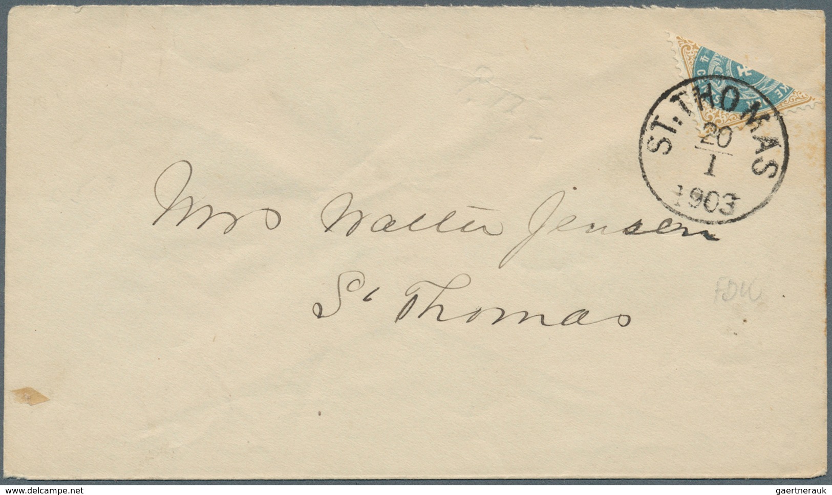 Br Dänisch-Westindien: 1902, Diagonal Bisected 4 C Blue/ocre On Envelope With Date Of First Day(!) Of B - Denmark (West Indies)