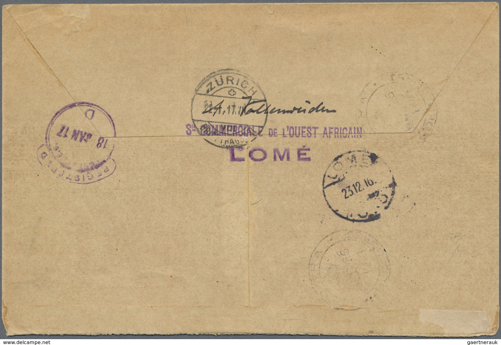 Br Dahomey: 1916, 5 C, 10 C, 20 C And 25 C On Envelope Sent Registered From "ATAKPAME 21.12.16" With Cd - Andere & Zonder Classificatie