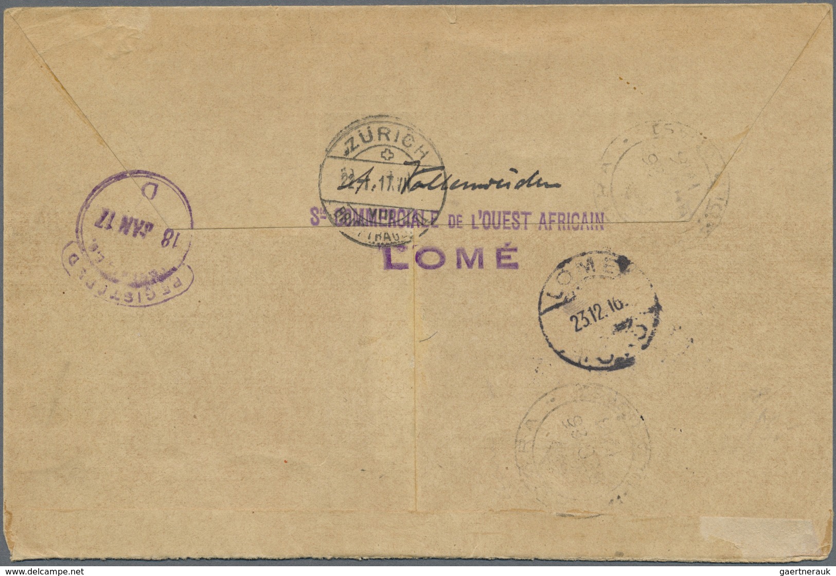 Br Dahomey: 1916, 5 C, 10 C, 20 C And 25 C On Envelope Sent Registered From "ATAKPAME 21.12.16" With Cd - Autres & Non Classés