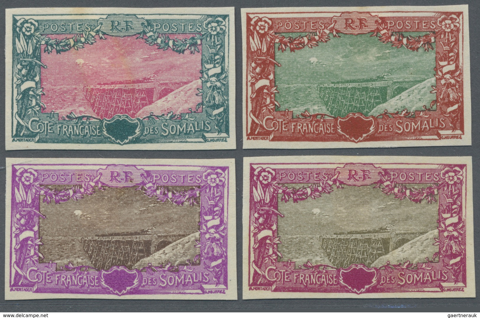 (*) Dschibuti: 1915, Railway Bridge, Four Color Proofs, Without Declaration Of Value In The Cartridge An - Djibouti (1977-...)